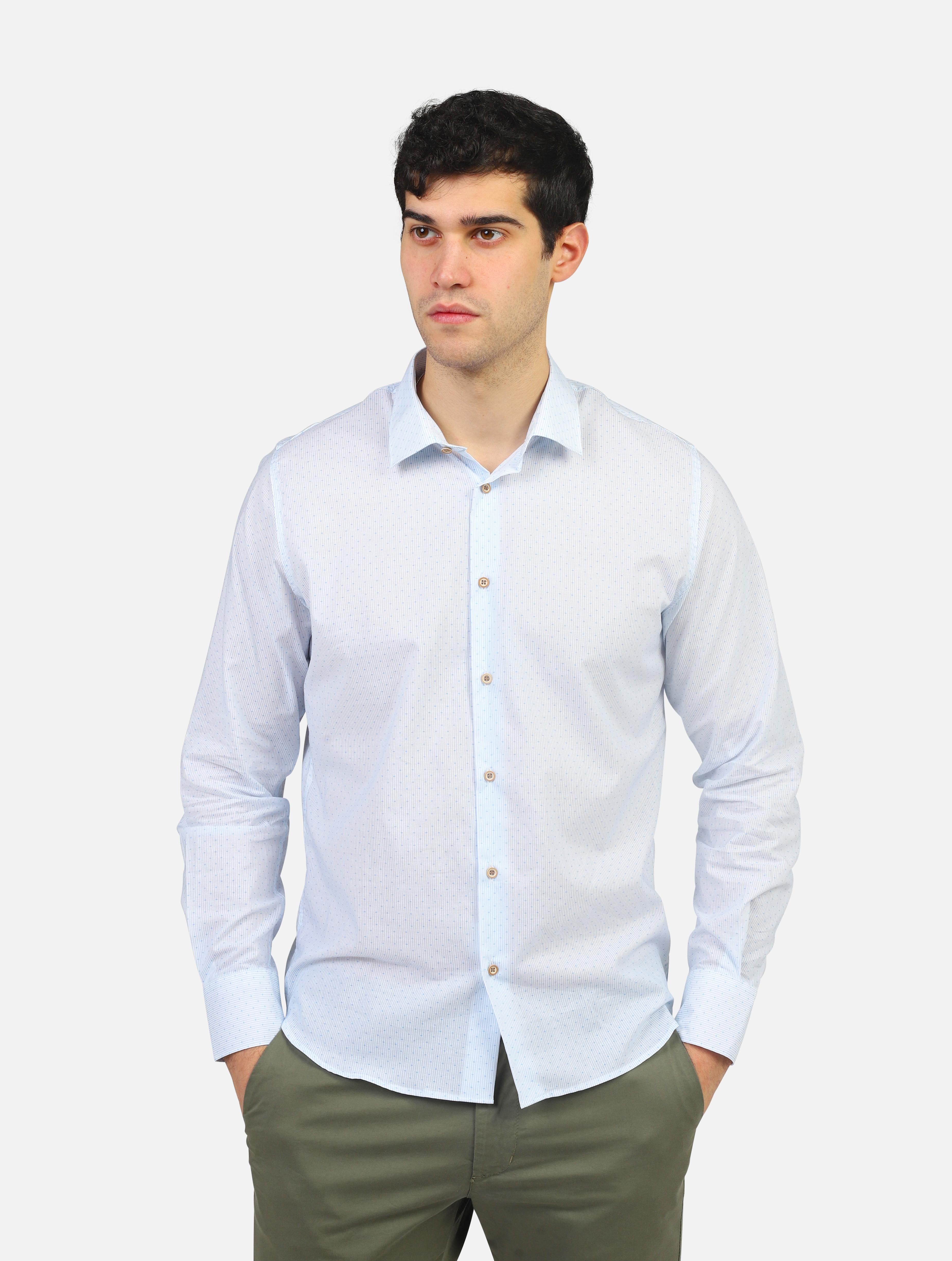 camicia PRIVATE LABEL COMO INK 2646RIGHE-PUNTINICELESTE