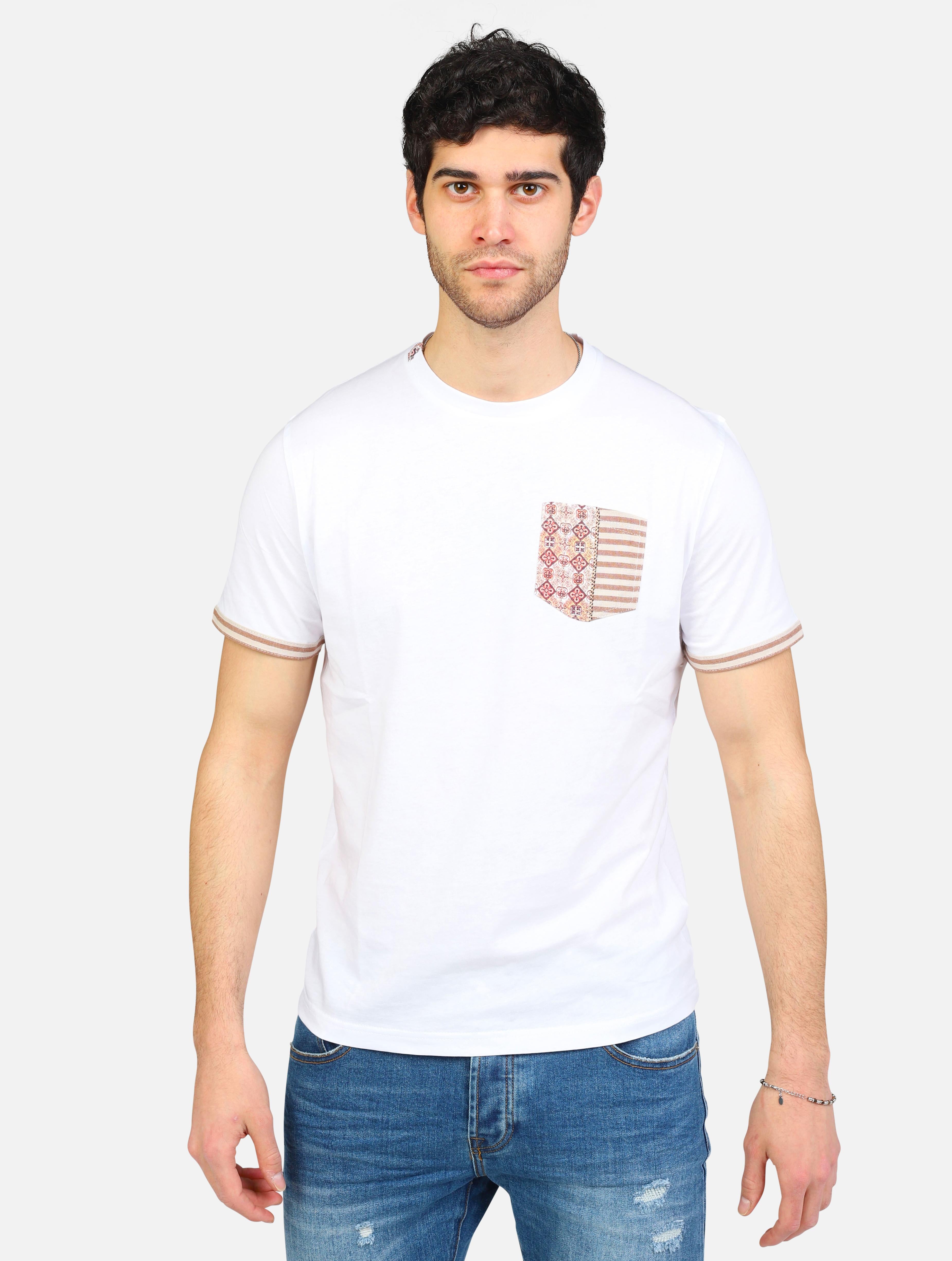 art. mk891042: t-shirt manica corta jersey con inserti in lino