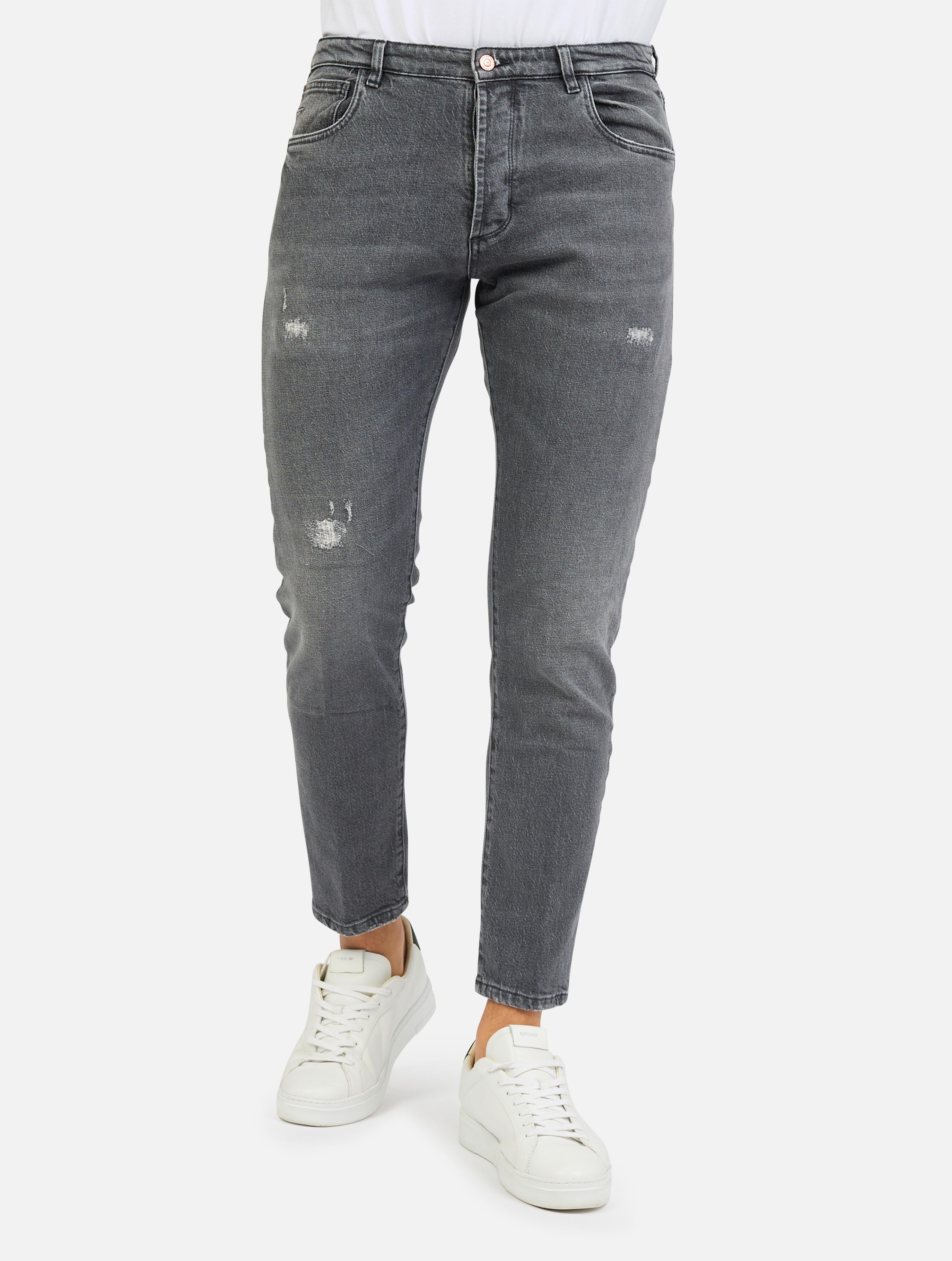 Jeans clio  con abrasioni grigio uomo 