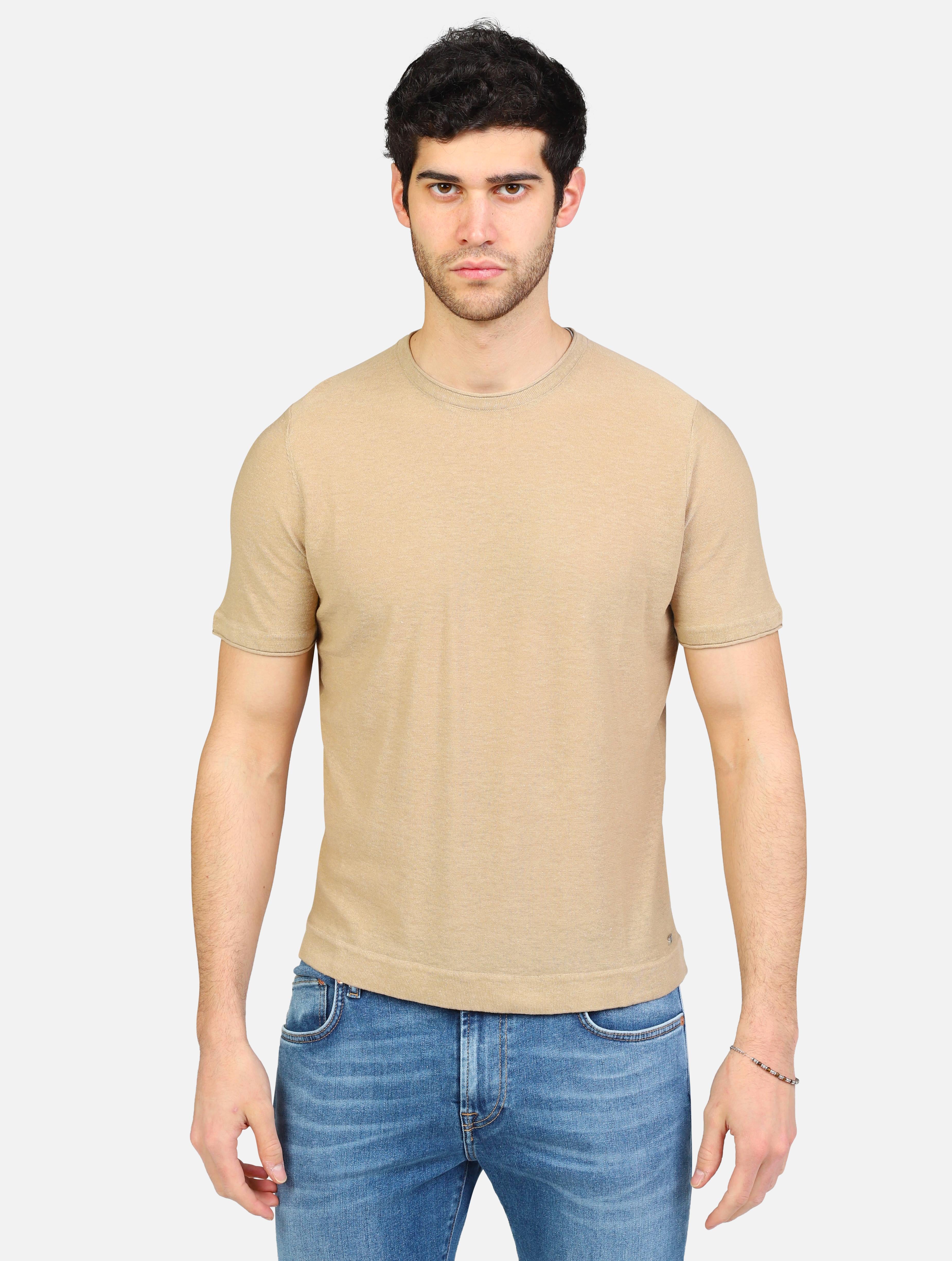 art. mk890015: maglia girocollo mezze maniche misto lino