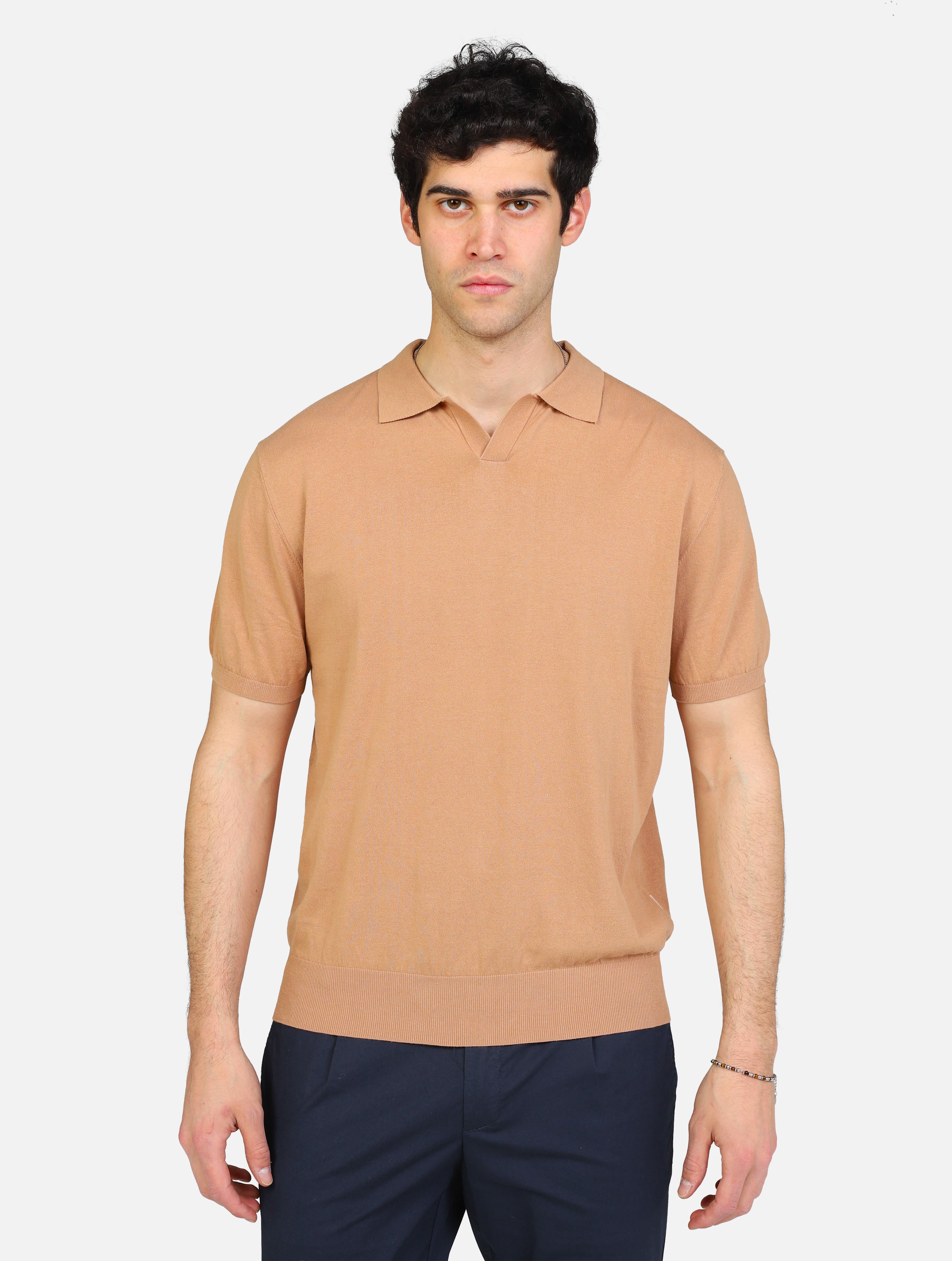 Art a30406c300: maglia basica con colletto in puro cotone kaki uomo 