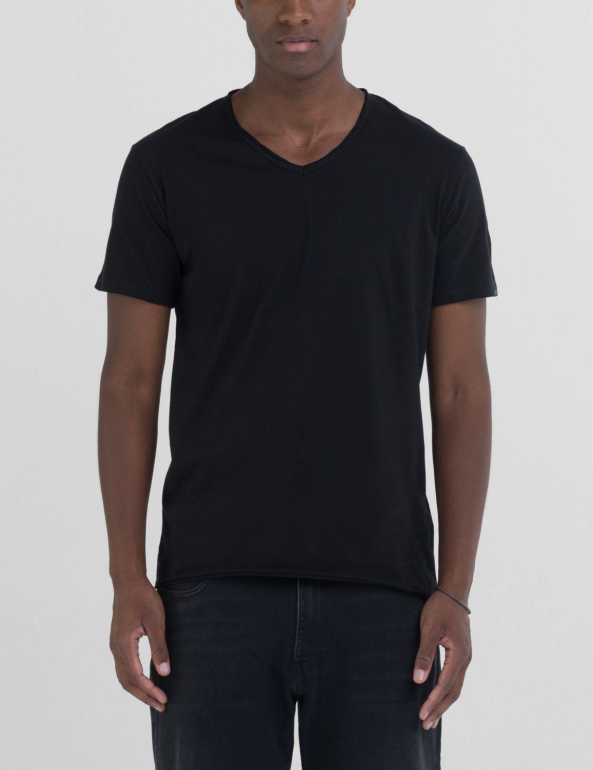 T-shirt collo a v basica nero uomo 