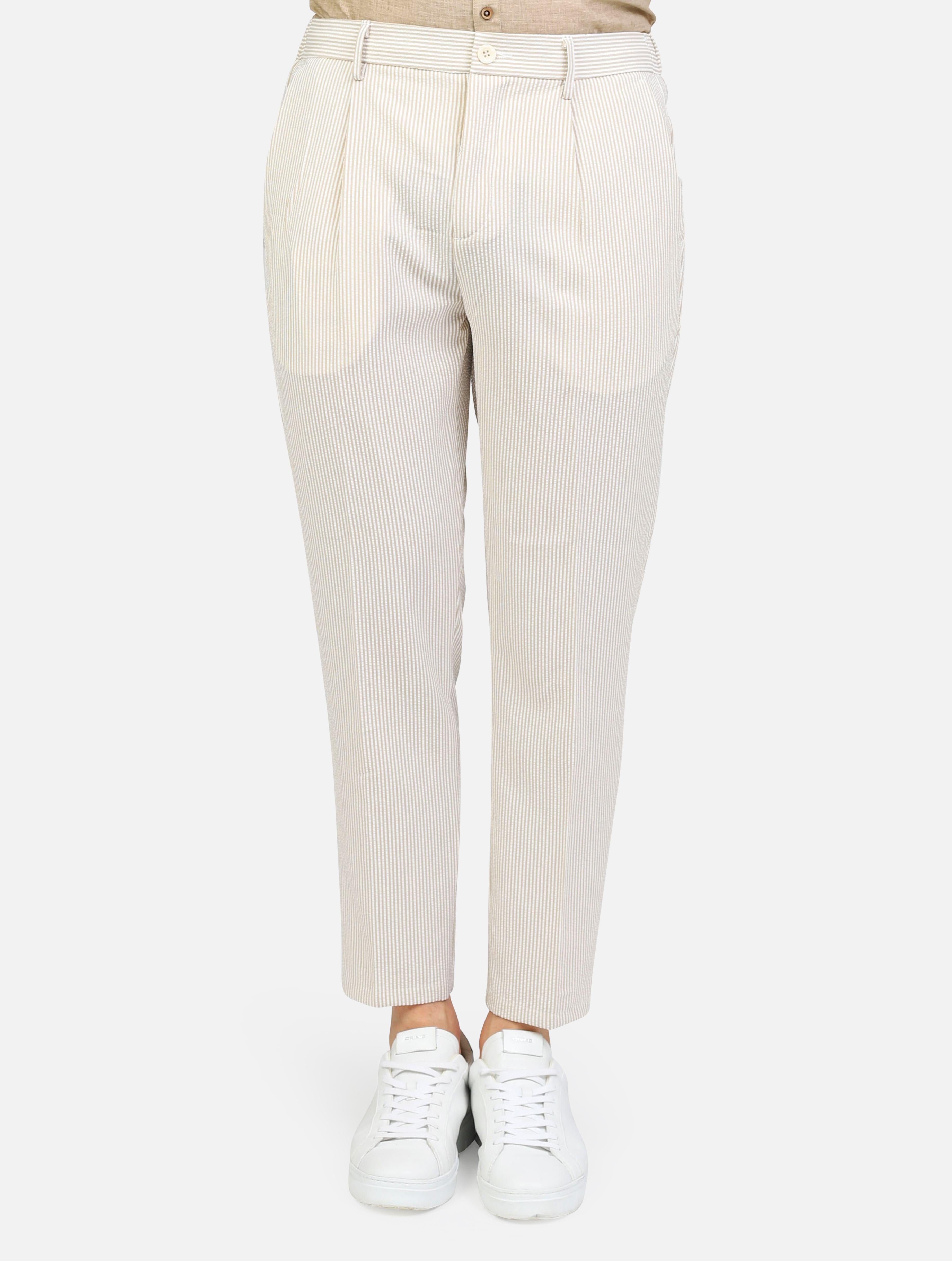 Art mk895189: pantalaccio seersucker chino cammello uomo 