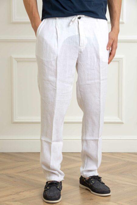 Pantalone chino con elastico in cintura e coulisse davanti white uomo 