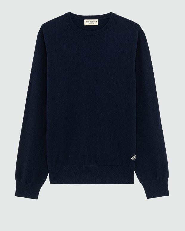 Maglia crew neck cotton blue uomo 