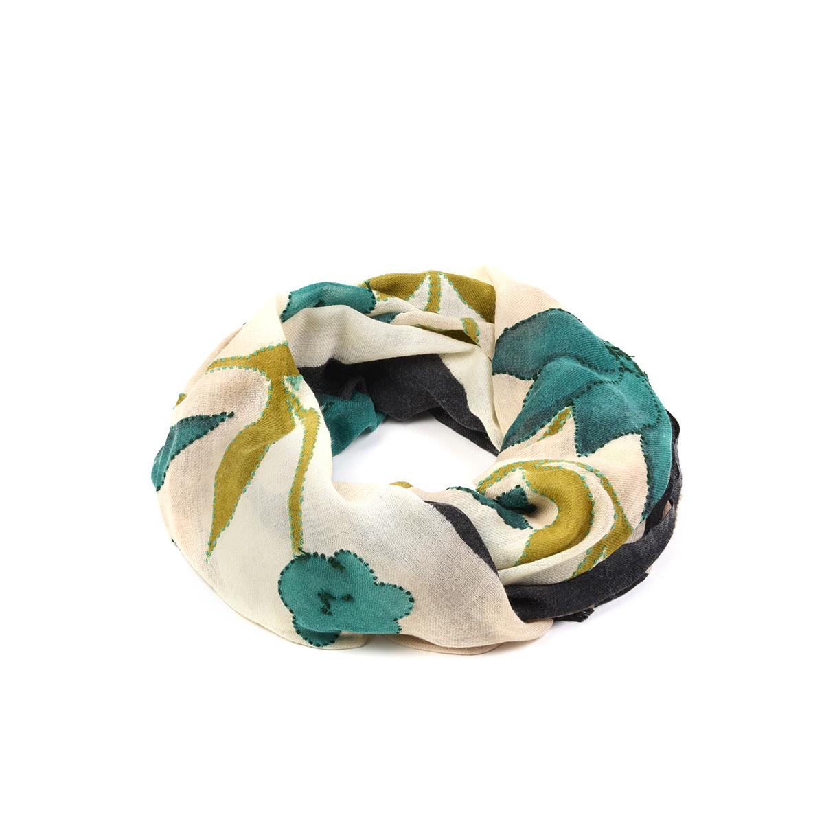 Spontanea sciarpa ricamata in pura lana vergine beige uomo 