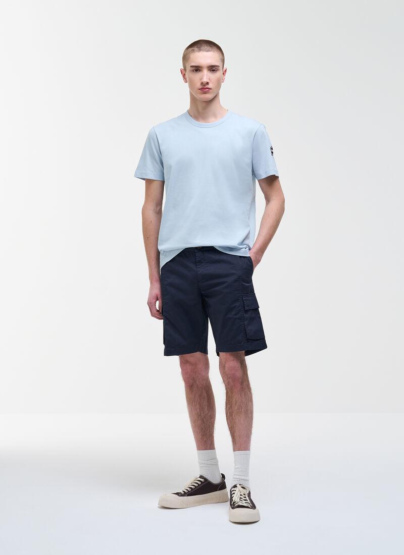 T-shirt logata in cotone celeste uomo 