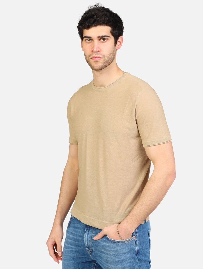 art. mk890015: maglia girocollo mezze maniche misto lino