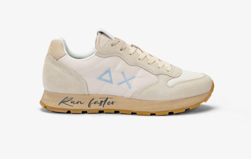 Art z35105: scarpe tom vintage sneakers running bianco panna uomo 
