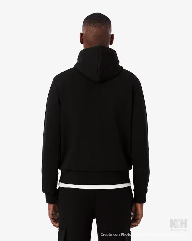 Sweatshirts con cappuccio rifinitura su collo polsini e girovita nero uomo 