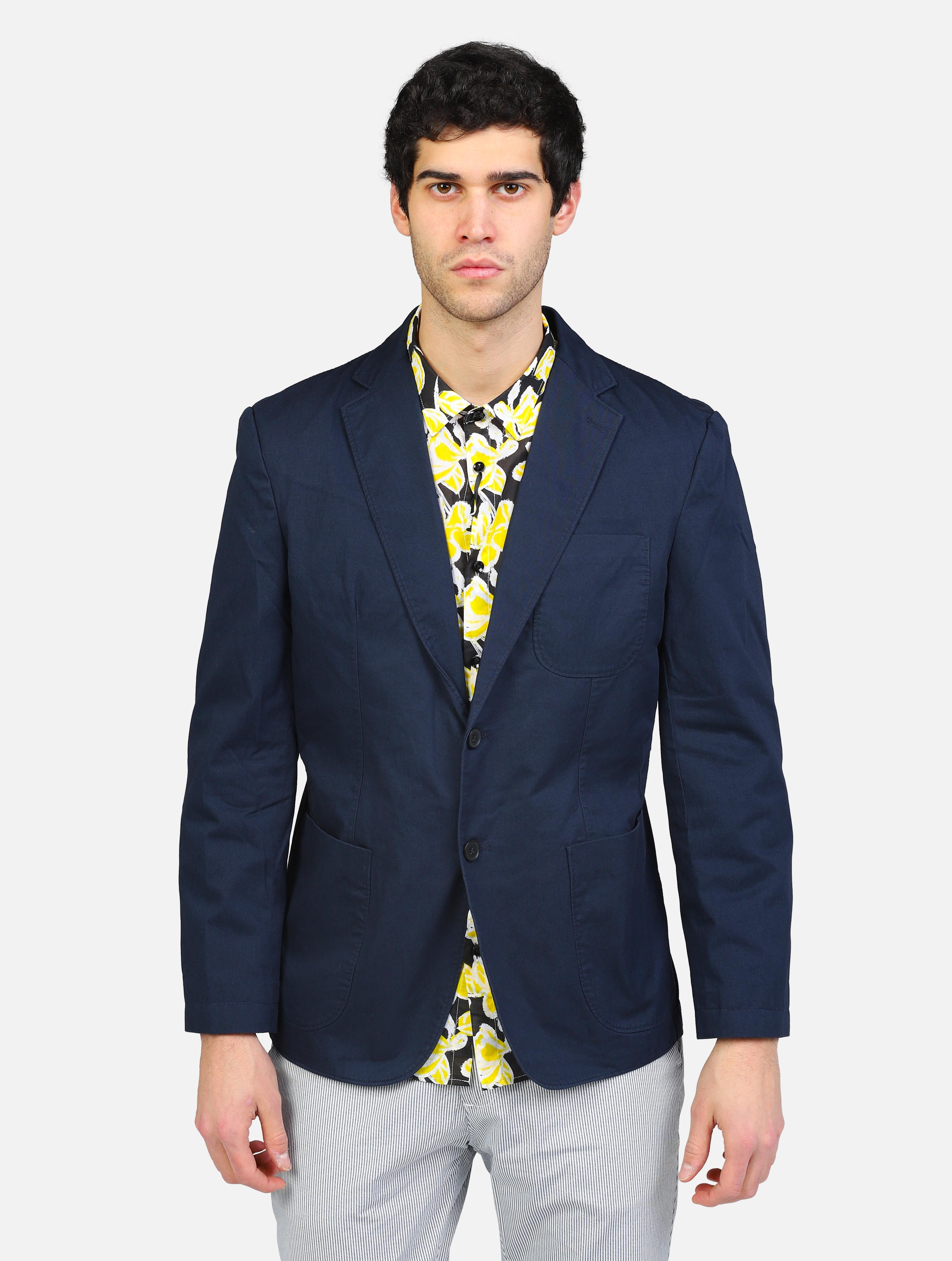 Art 16096399: giacca monopetto con chiusura a due bottoni, due tasche anteriori e taschino; regular fit blue uomo 