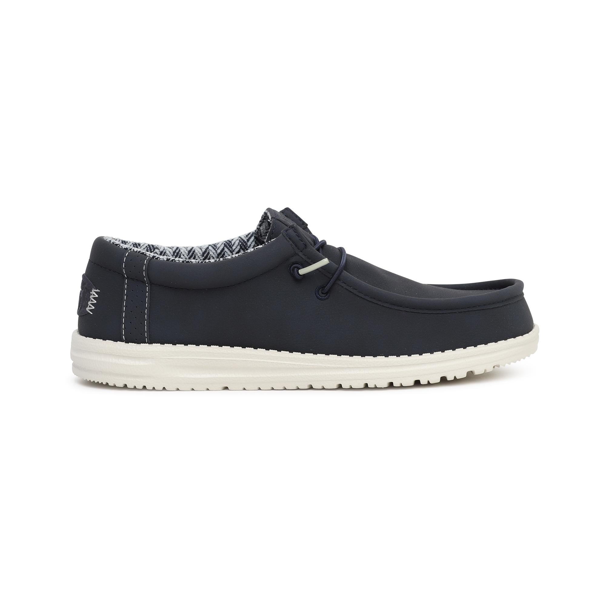 Scarpa con tomaia in similpelle più pregiata che mai, calzata easy-on e suola flessibile ultraleggera, lacci elastici; calzata semplice navy uomo 
