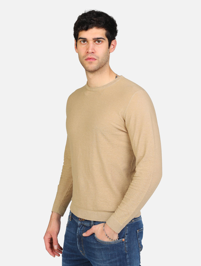 art. mk890014: maglia girocollo  manica lunga misto lino