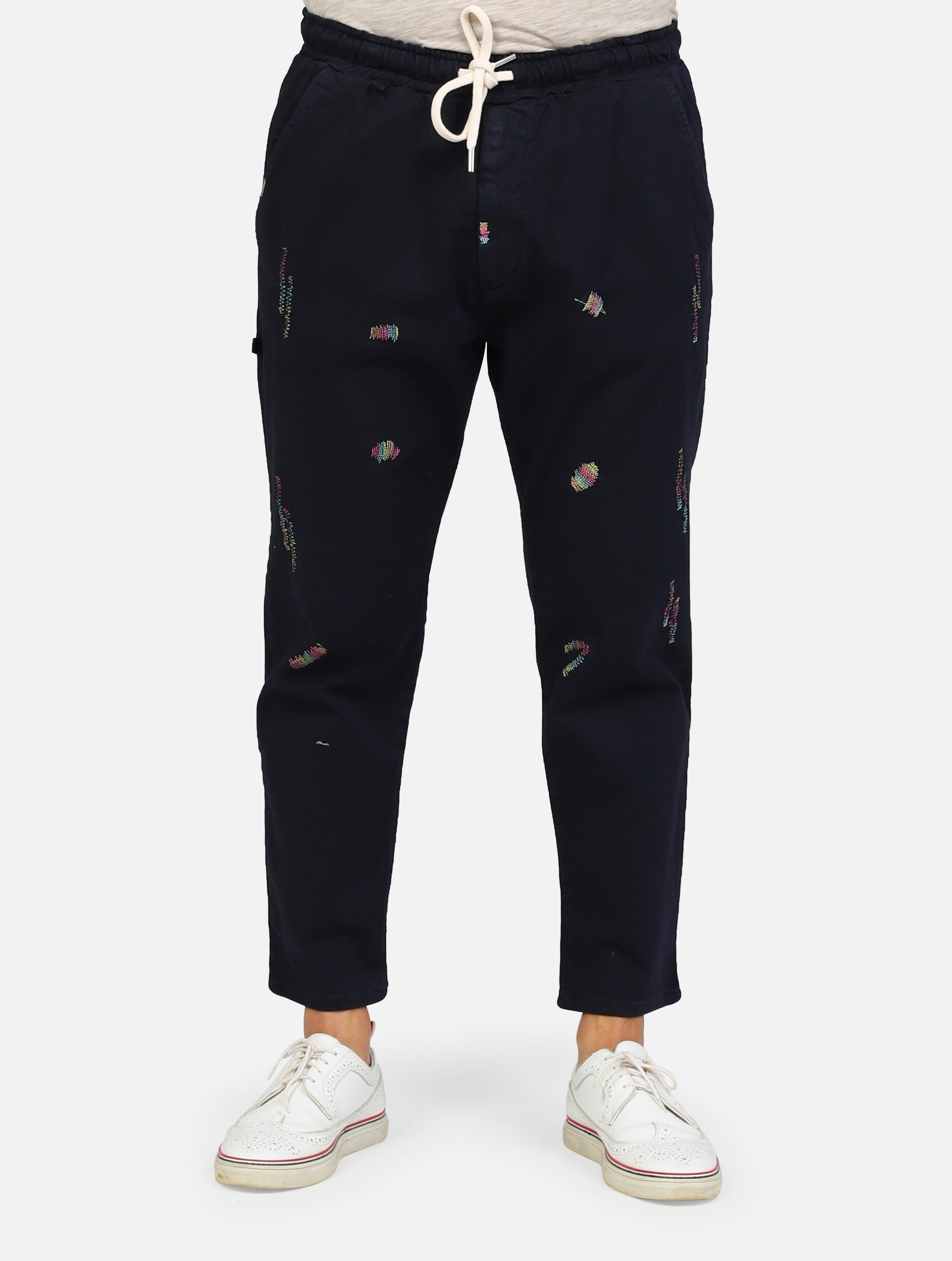 art. roctcricbl: pantalaccio cargo con tasche a taglio e cuciture colorate