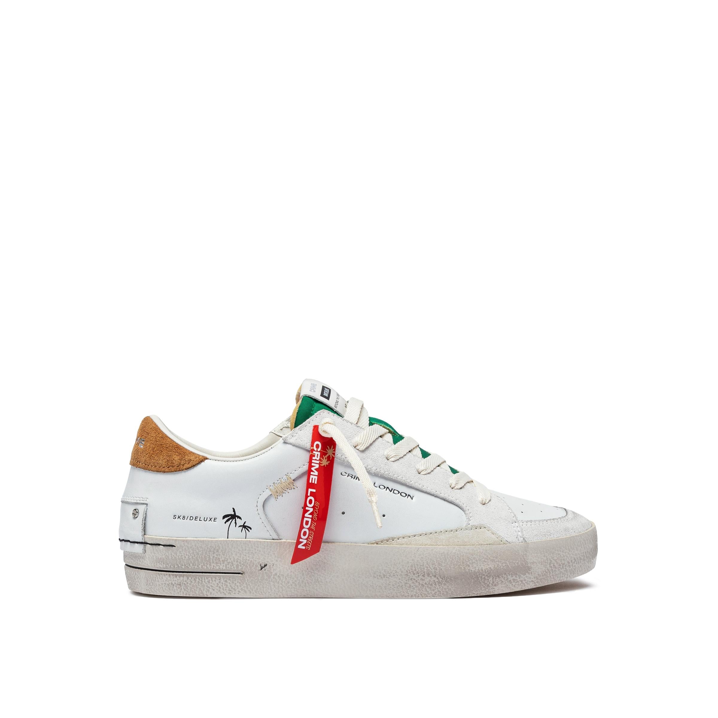 Art sk8 deluxe 14100pp7: sneakers realizzata con materiali di prima, tomaia e fodera in pelle bianco verde uomo 