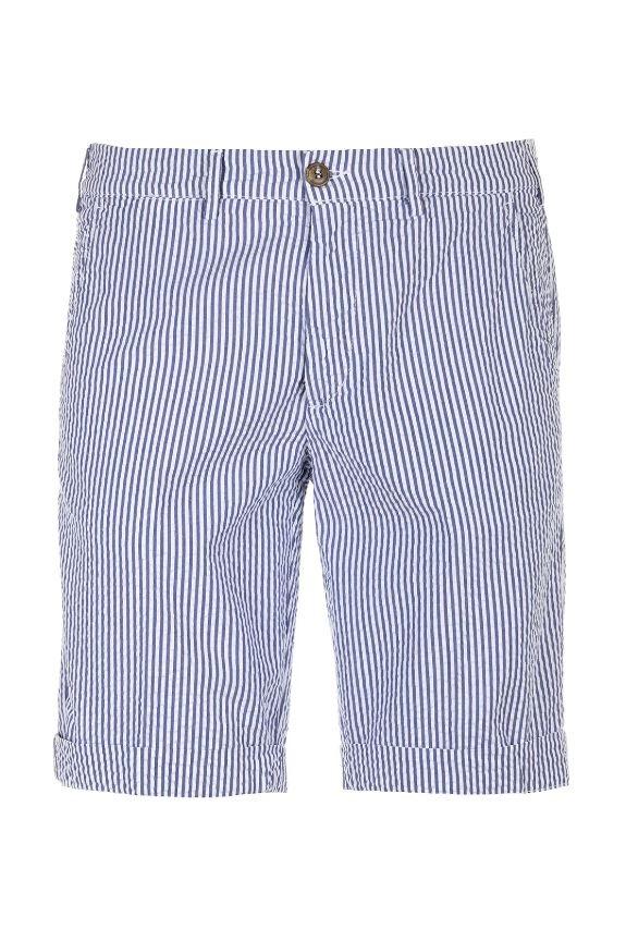 Bermuda chino basic regular fit  riga blu bianco uomo 