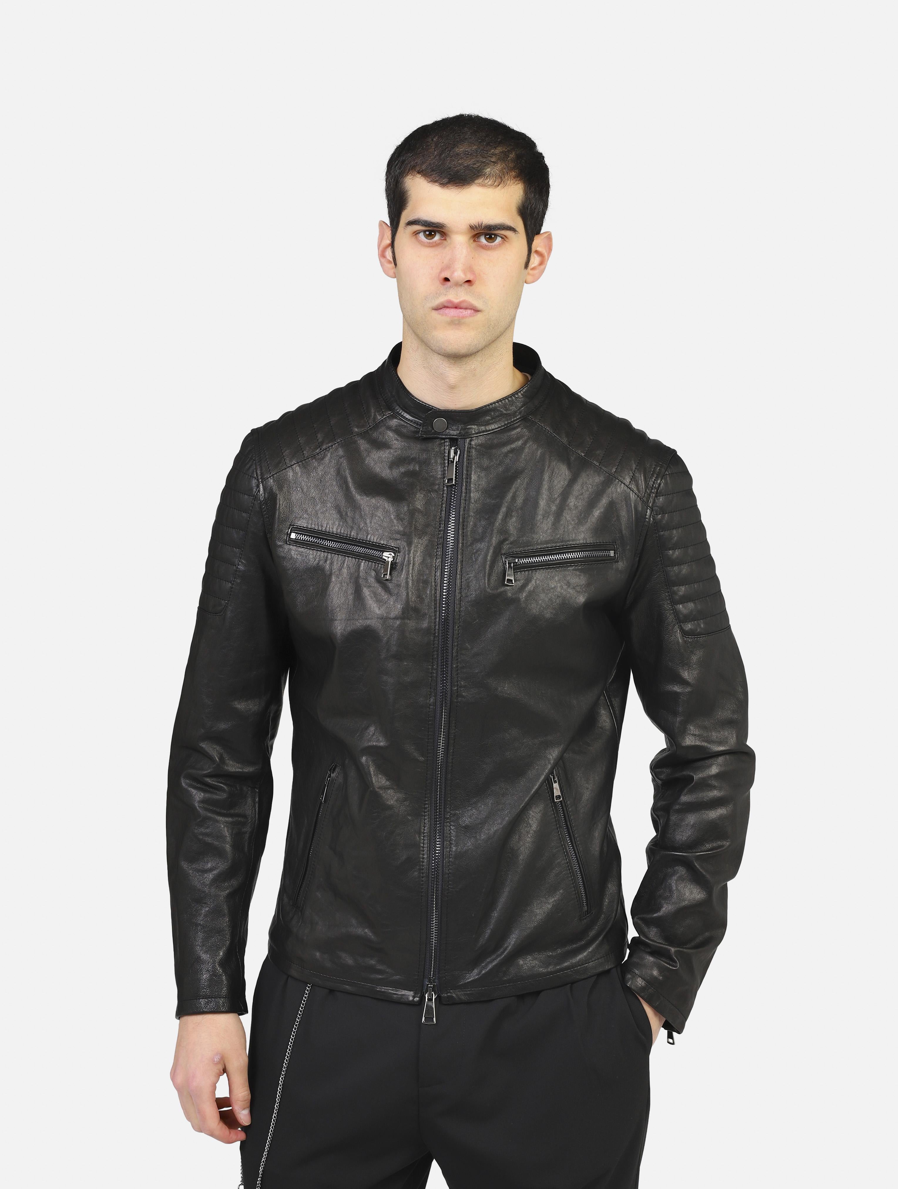 art. 1825 pelle nappa: biker in vera pelle