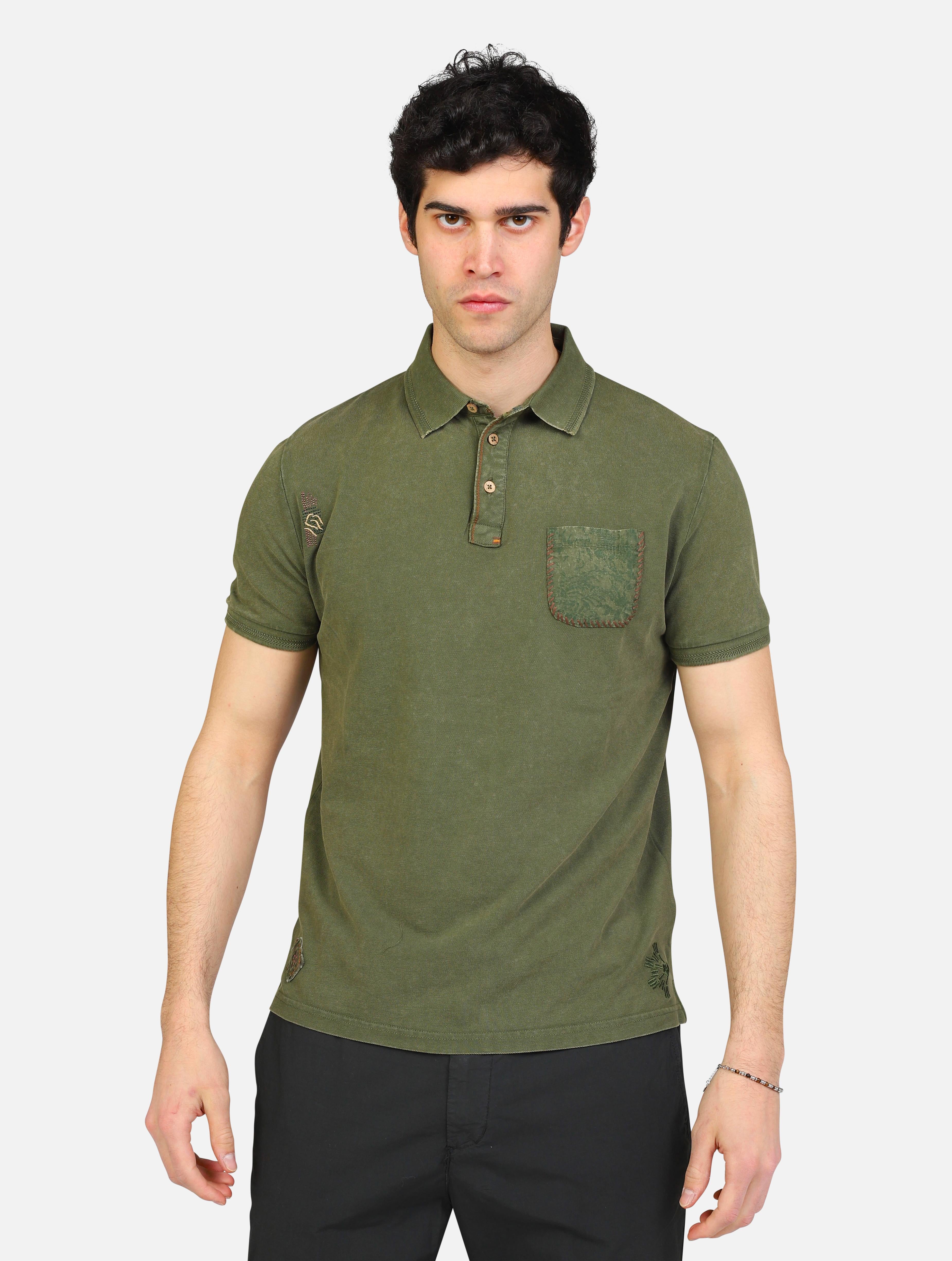 Art mk891090: polo mezza manica piquet con taschino popeline stampato militare uomo 