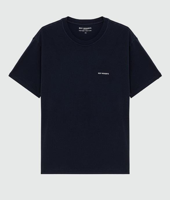 T-shirt  supima jersey con logo blu uomo 