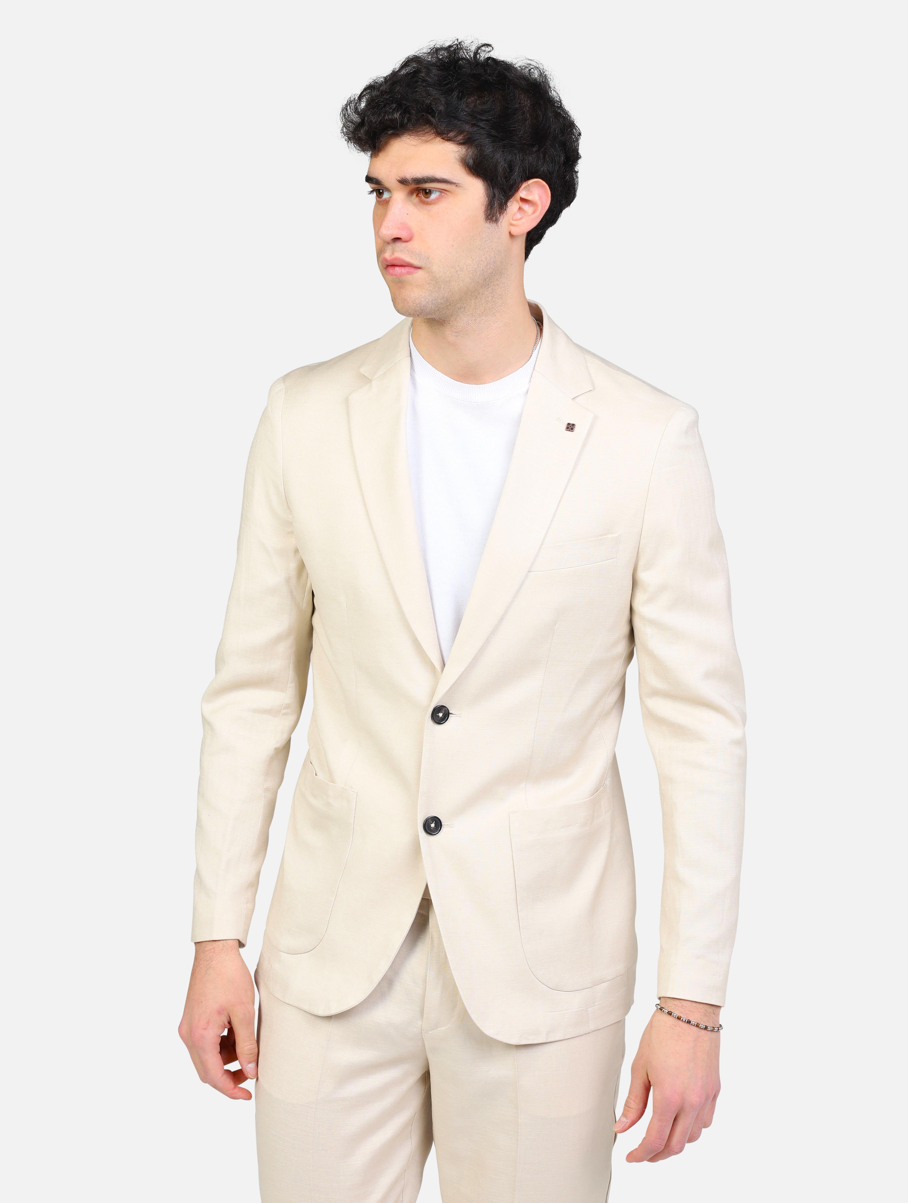 Art mk896110: giacca blazer monopetto lino viscosa corda uomo 