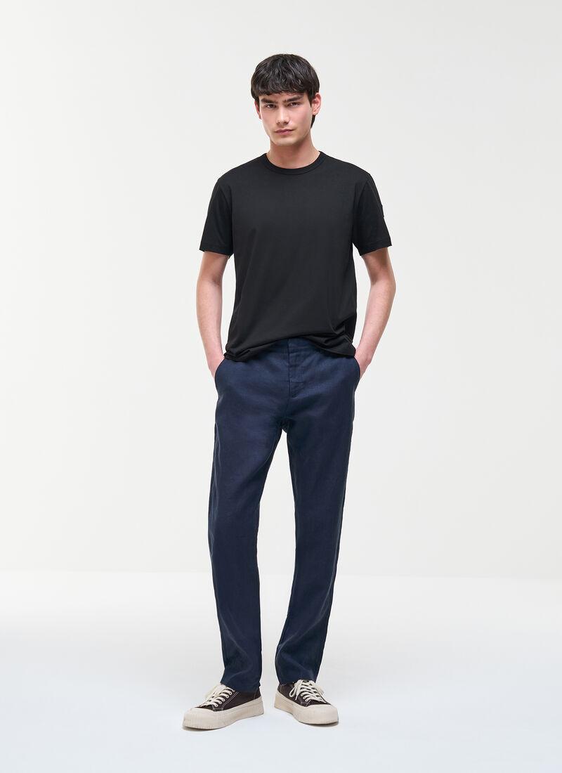 T-shirt logata in cotone nero uomo 