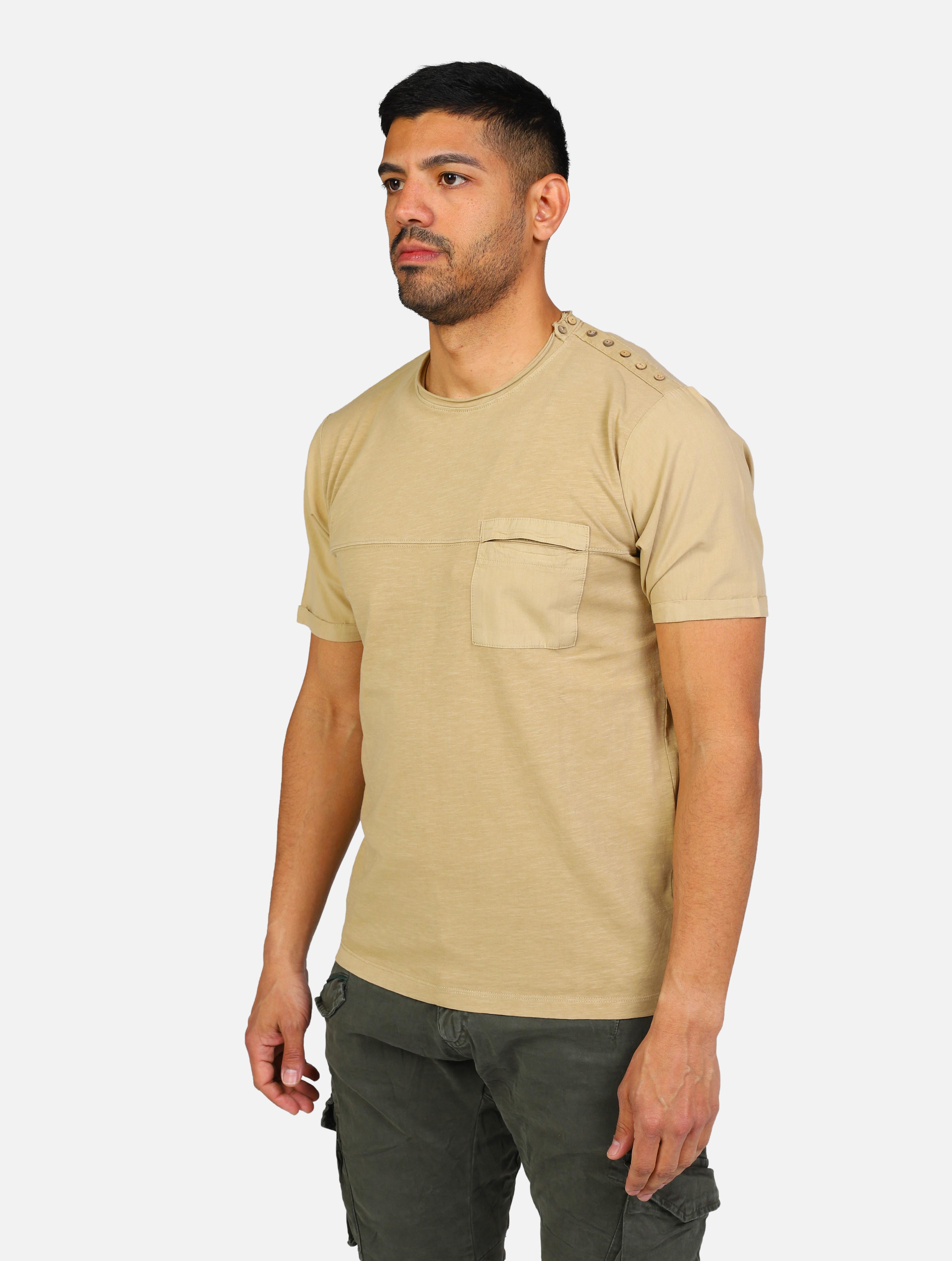 Art mk891023: t-shirt girocollo mezza manica jersey fiammato tinto capo corda uomo 