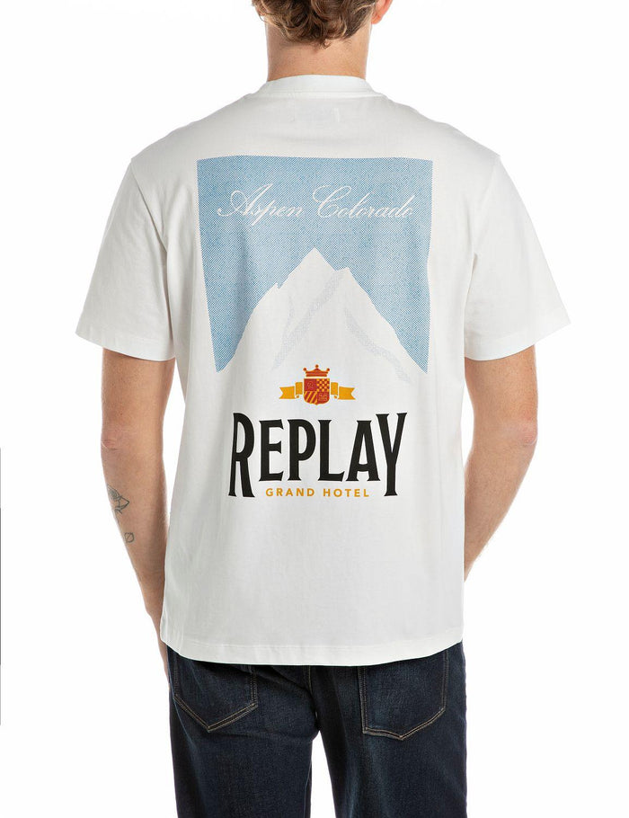 t-shirt classica con stampa replay grand hotel