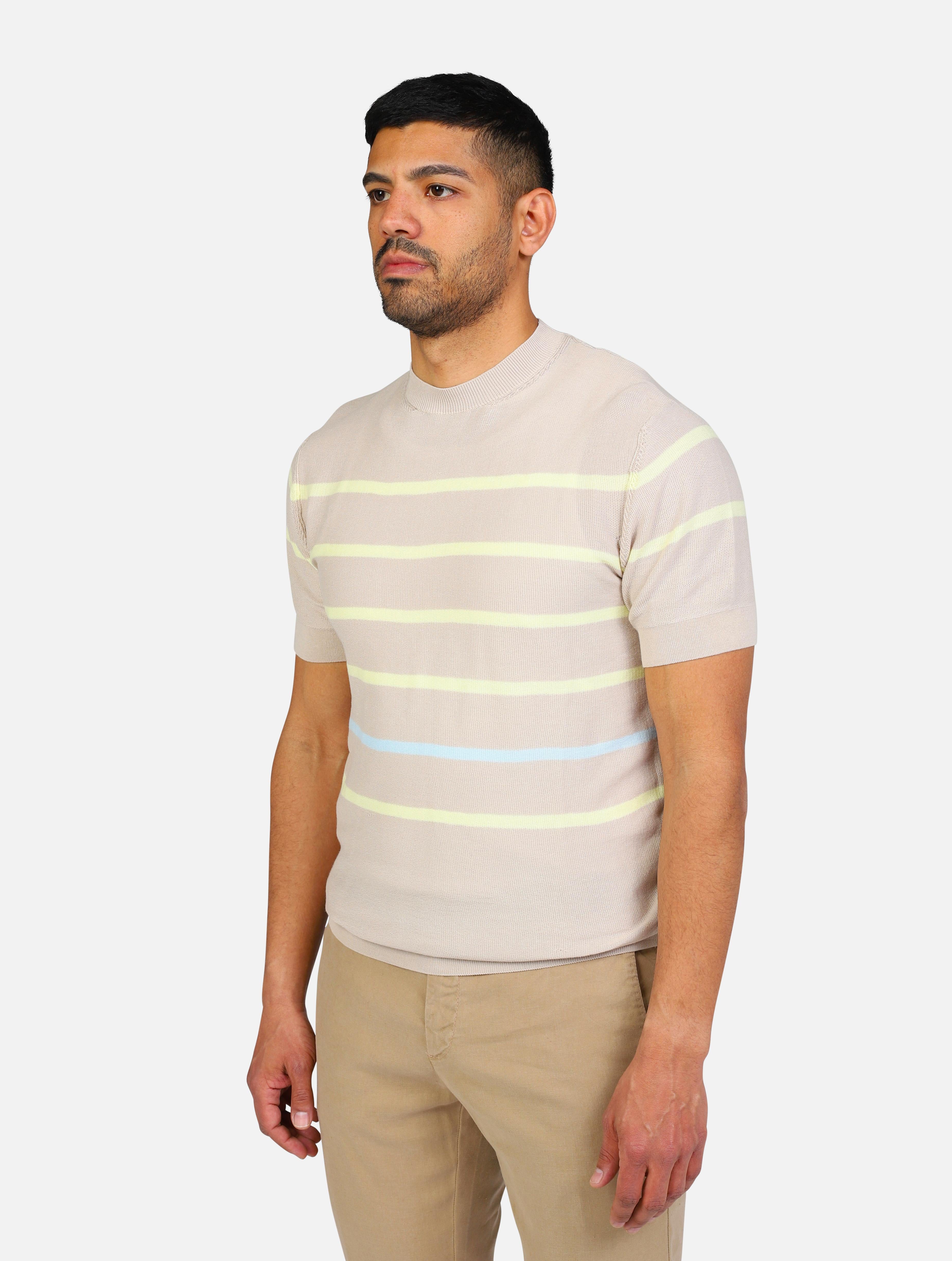art. oc1s2s5m12: maglia paricollo mezza manica rigata