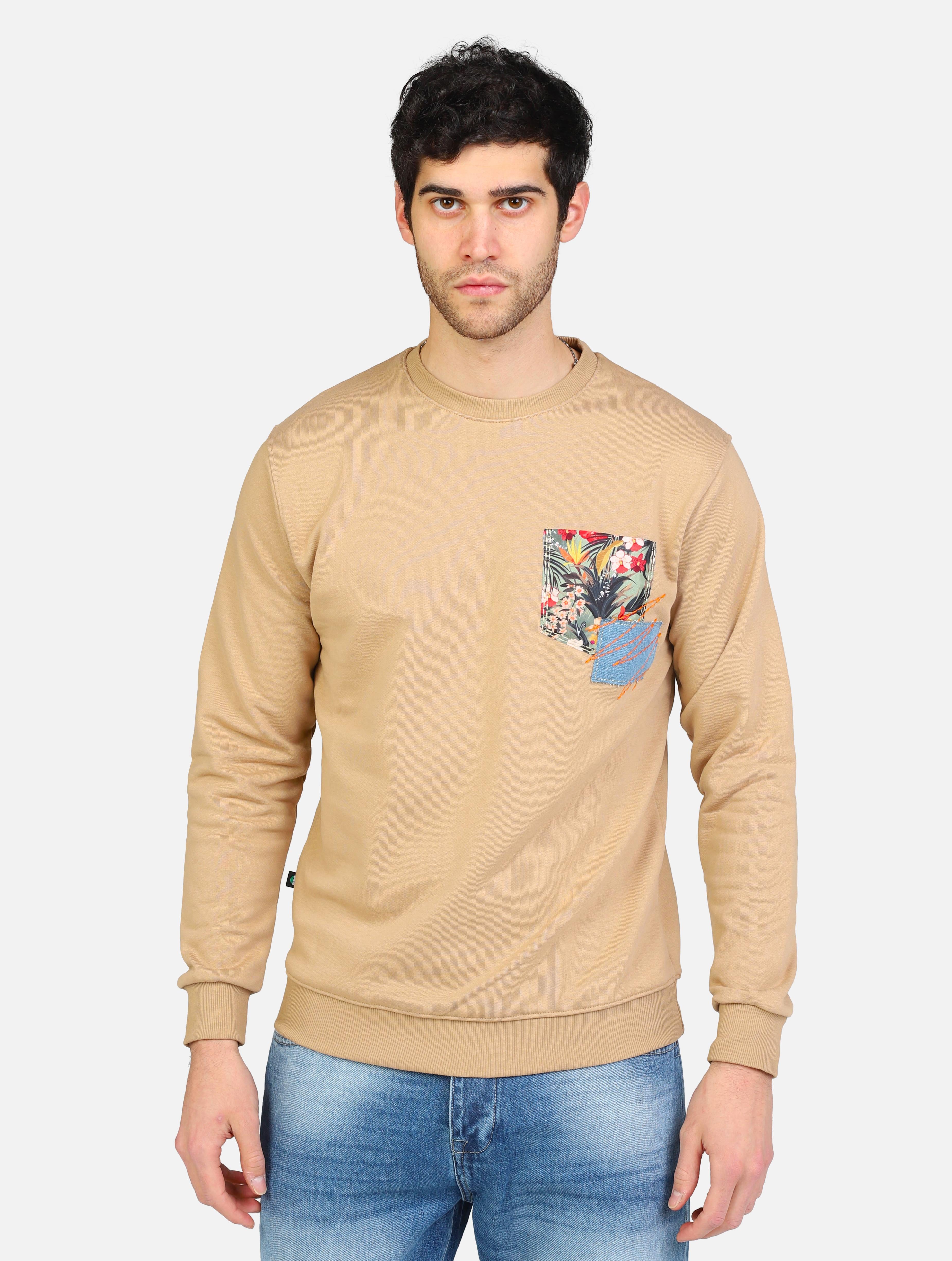 art. fugpresab: felpa girocollo premium con taschino disegnato cucito