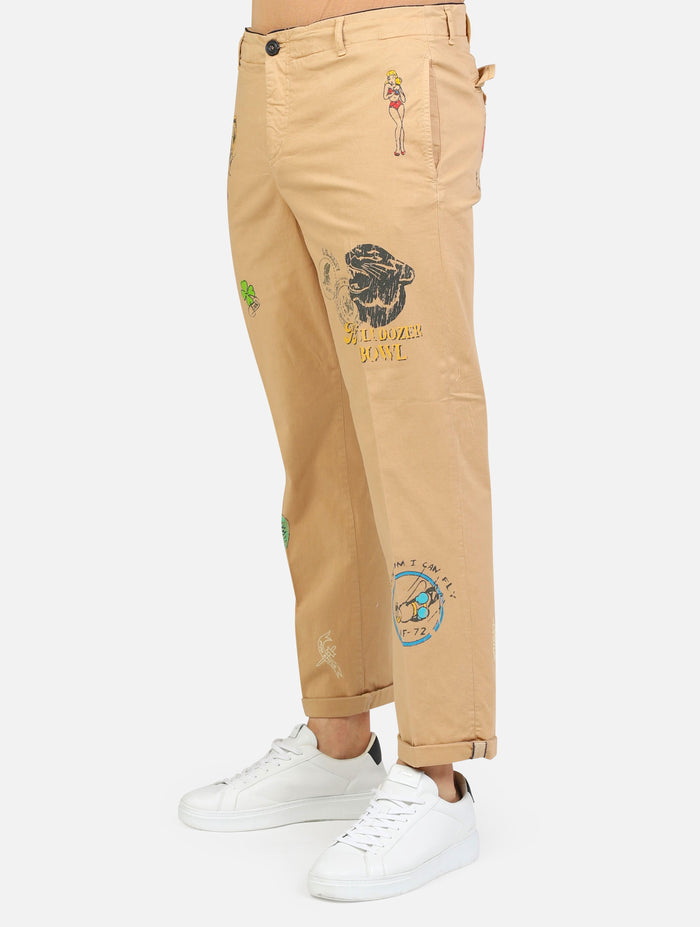 art. ancon/s-t095: pantalone tailored con tasche a taglio e stampe