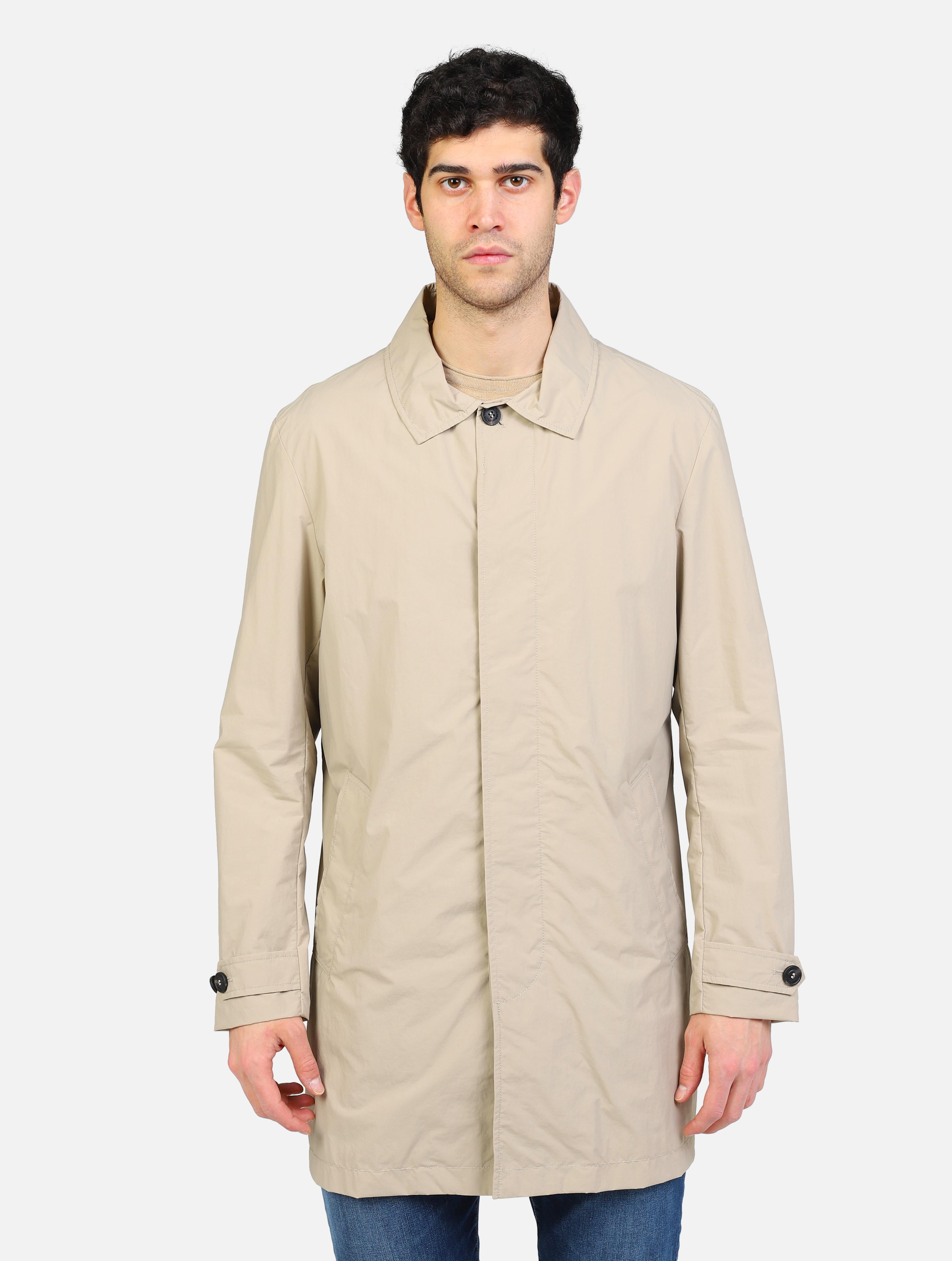 Art d41575m: impermeabile con chiusura a bottoni e tasche a taglio beige uomo 