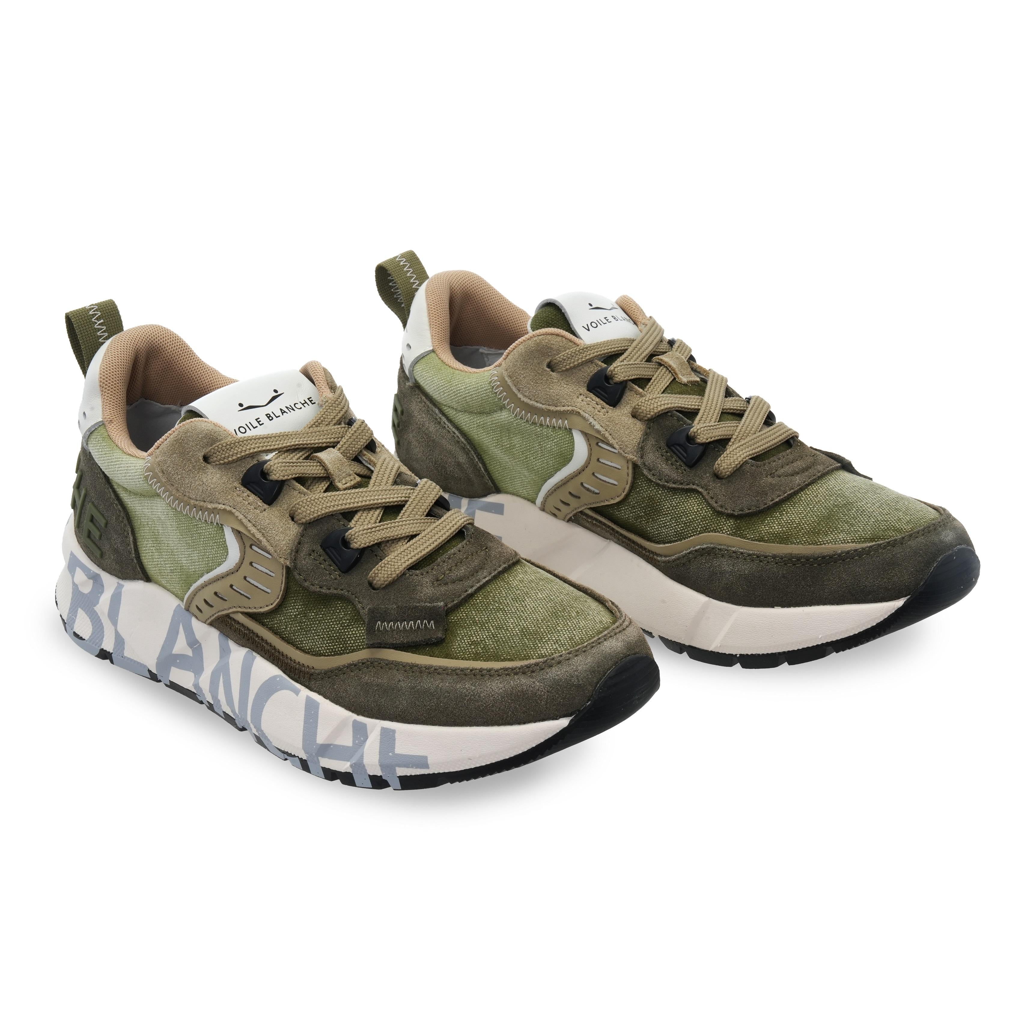 Scarpa running canvas delavè army-green-beige army-beige uomo 