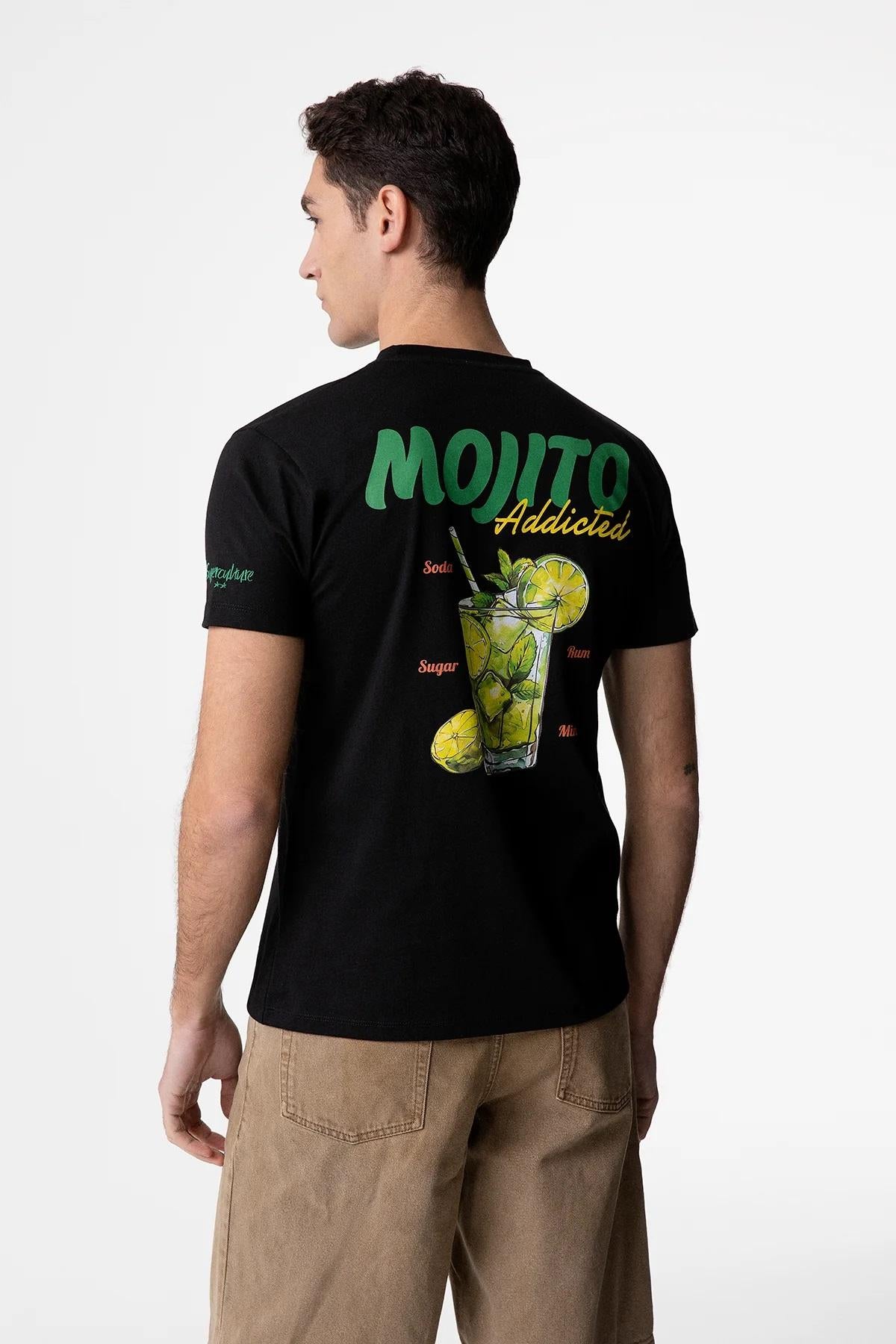 T-shirt con ricamo lato cuore mojito nero uomo 