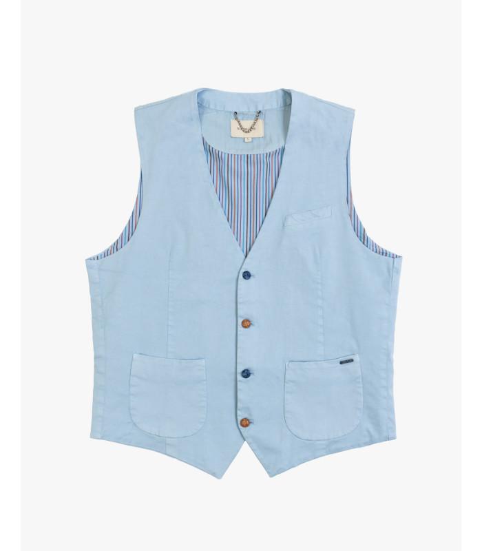 Art gl9710-s25 gilet con bottoni colorati, interno in fantasia a righe e due tasche classic e taschino sky uomo 