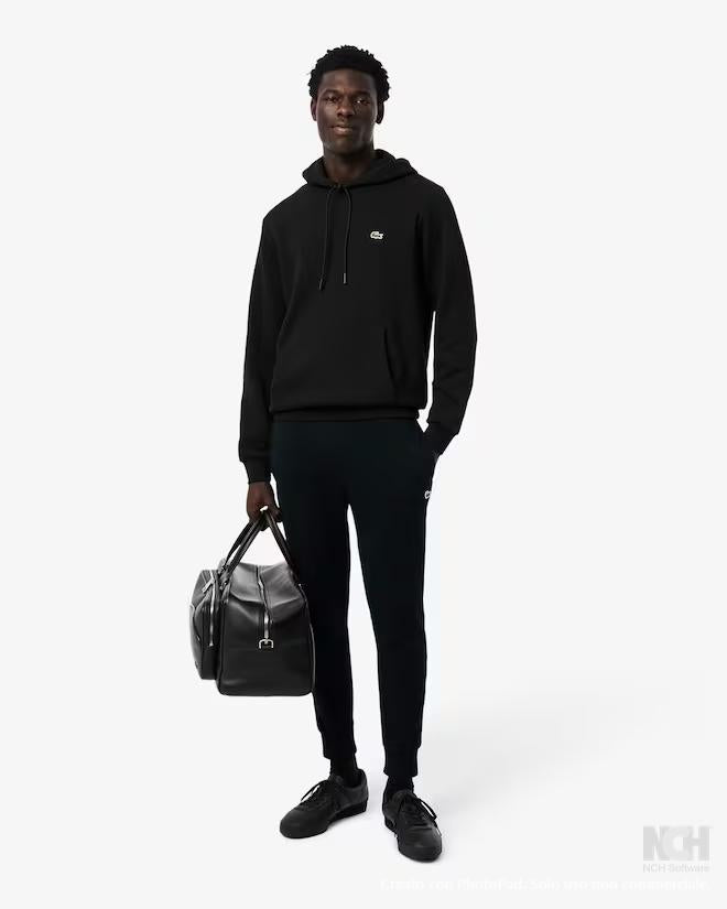 Pantaloni della tuta slim fit in morbido cotone nero uomo 