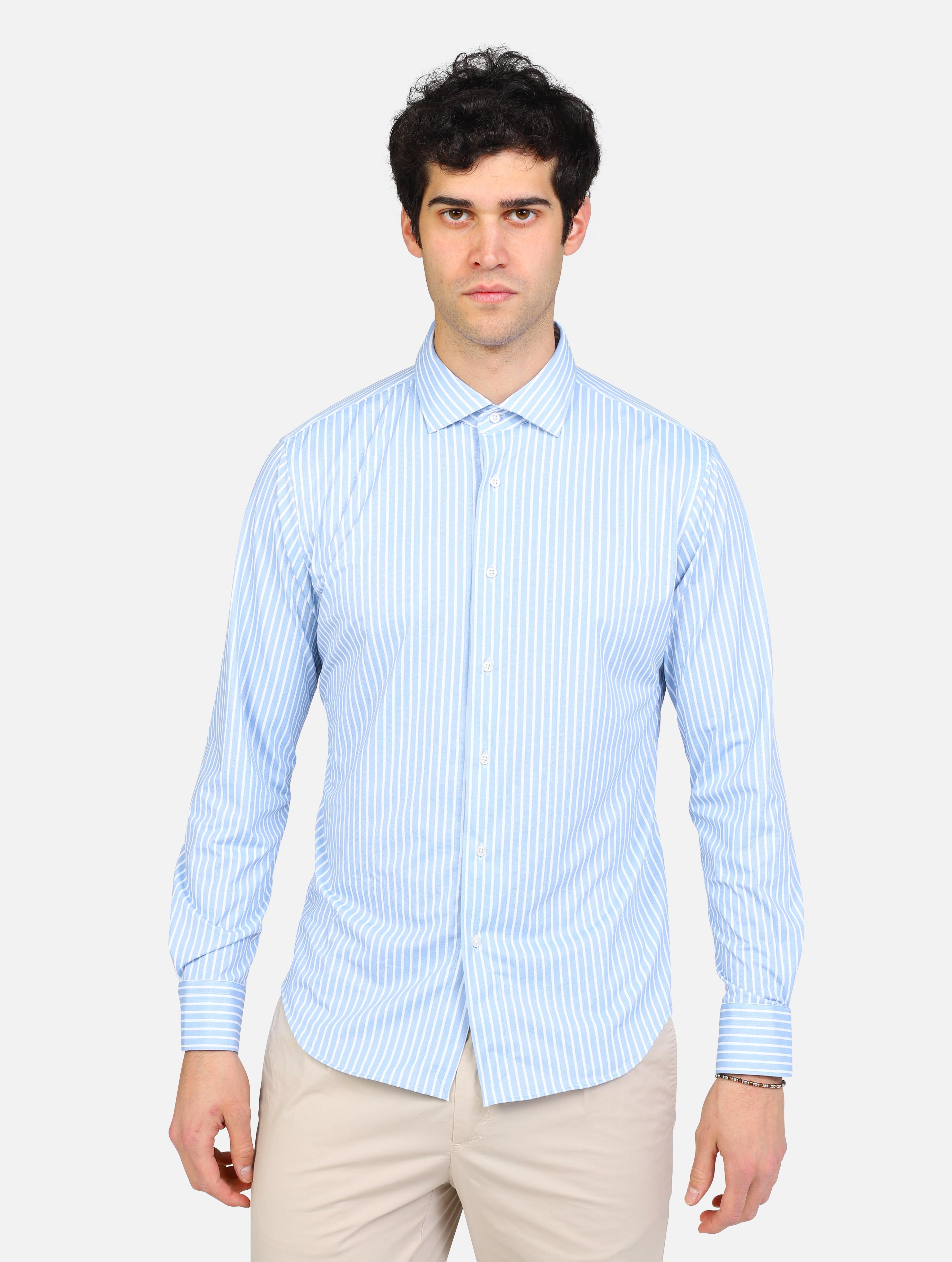 art. a306jordans98/b1: camicia stretch colletto francese a righe