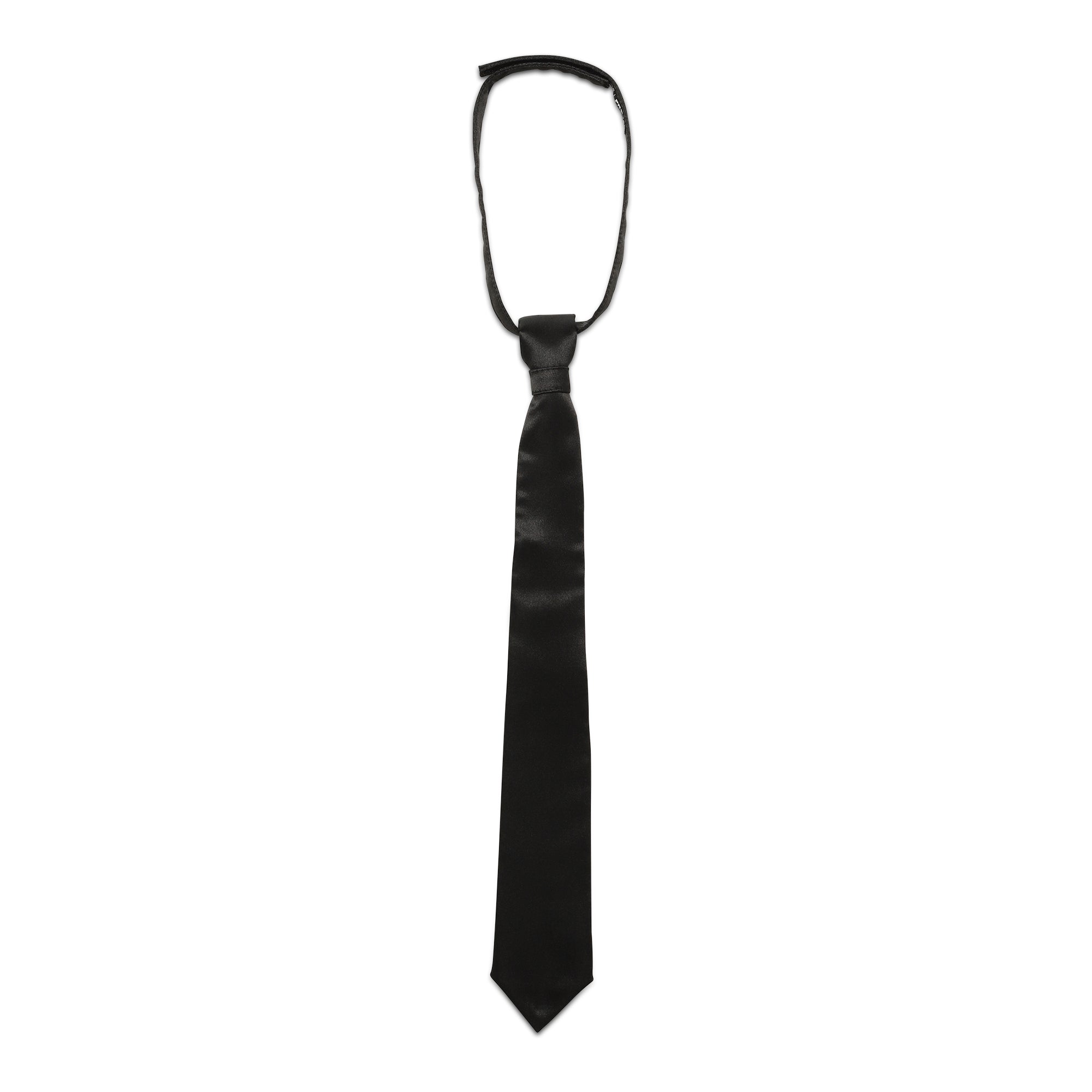 Cravatta nera lucida con strap posteriore -  nero uomo 