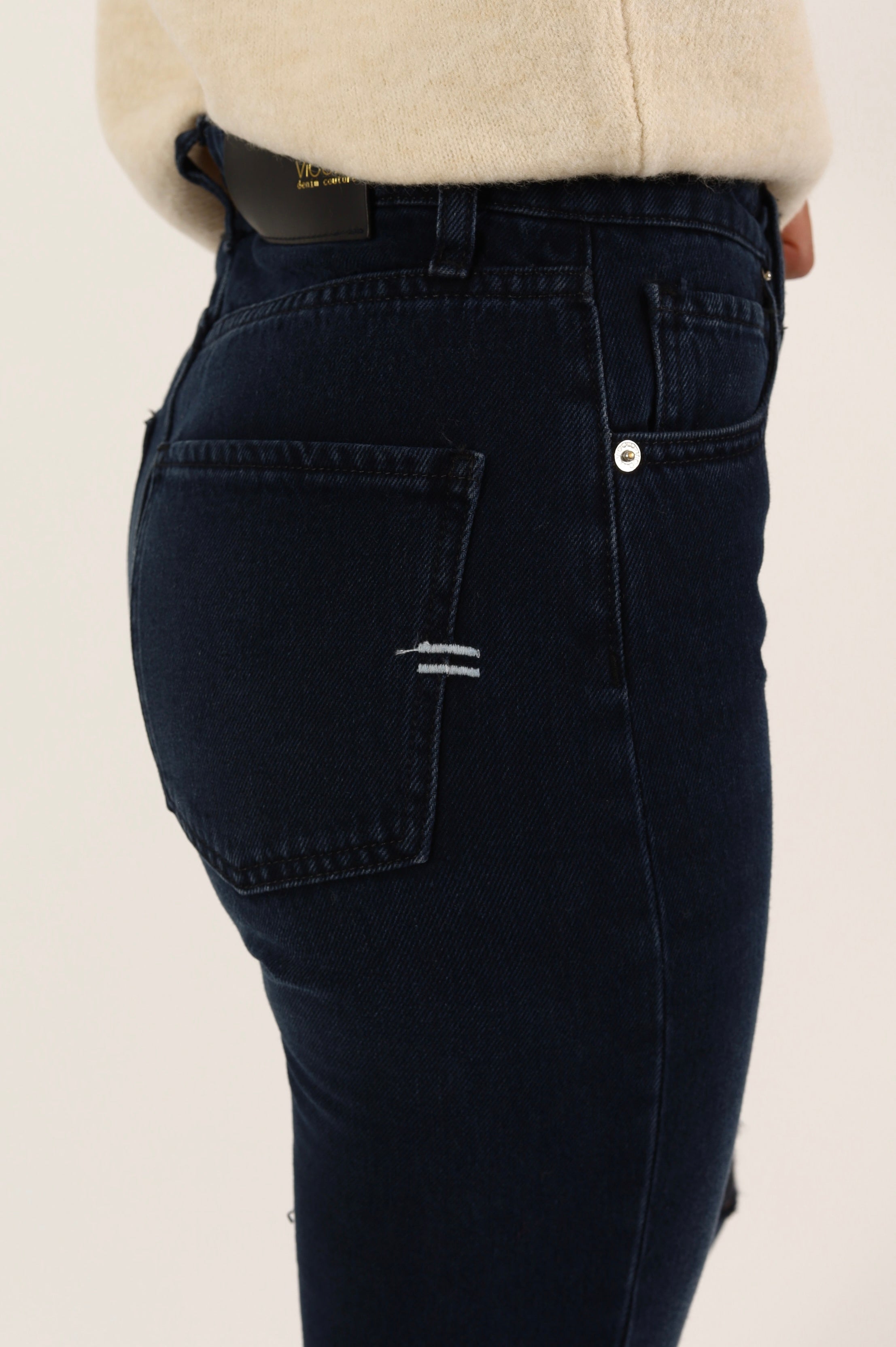 Pantalone jeans donna mod jenna blue black con strappi ginocchi -  denim scuro woman  - 6