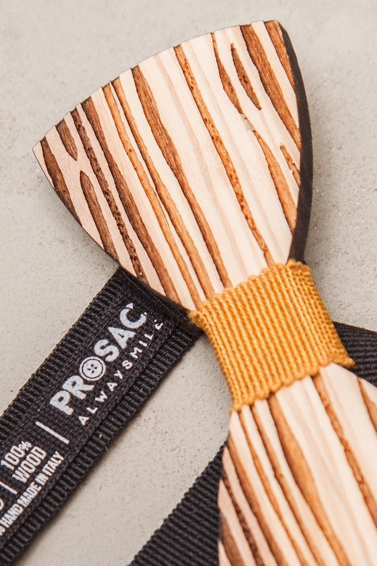 Rectangular striped wooden bow tie -  legno man  - 1