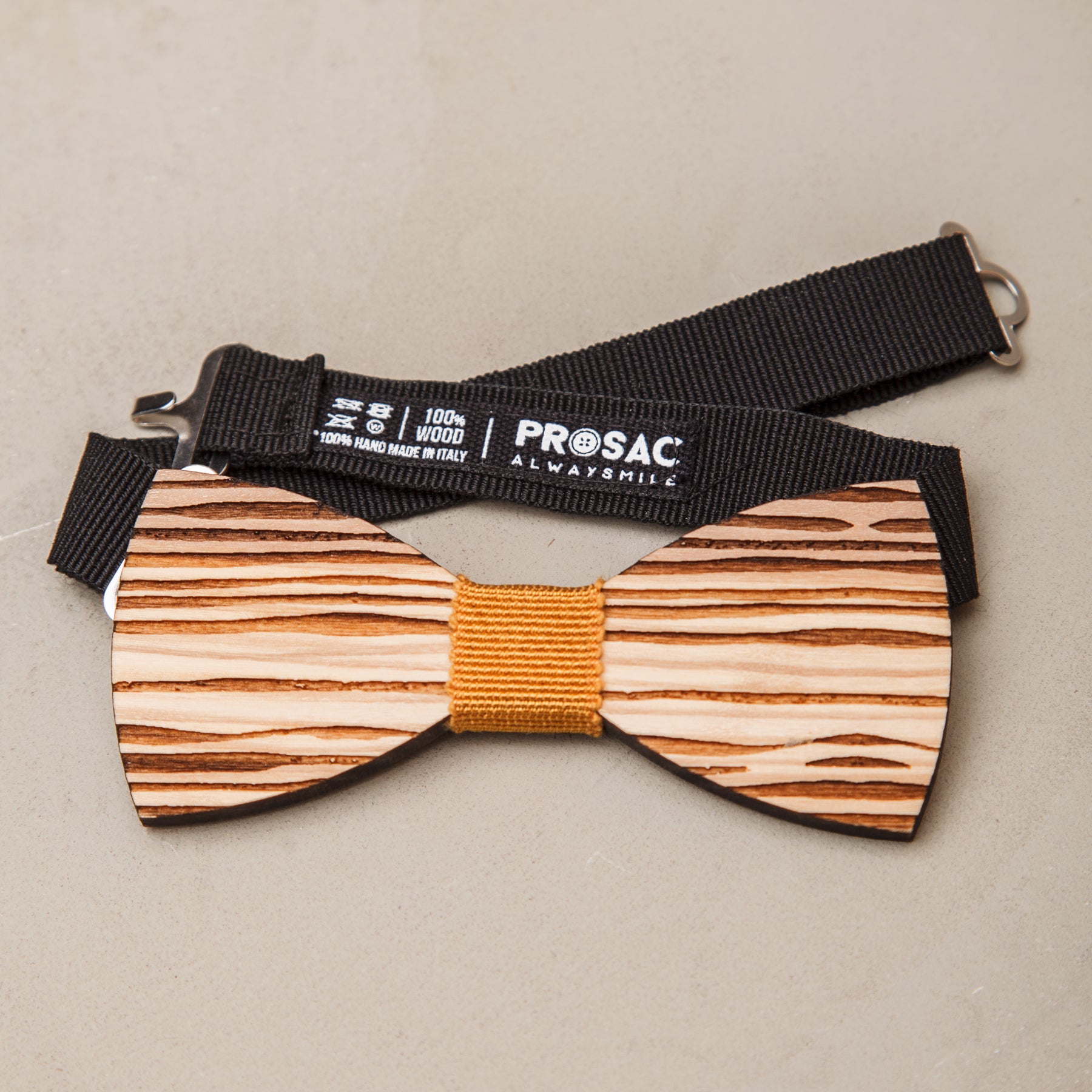 Rectangular striped wooden bow tie -  legno man  - 4