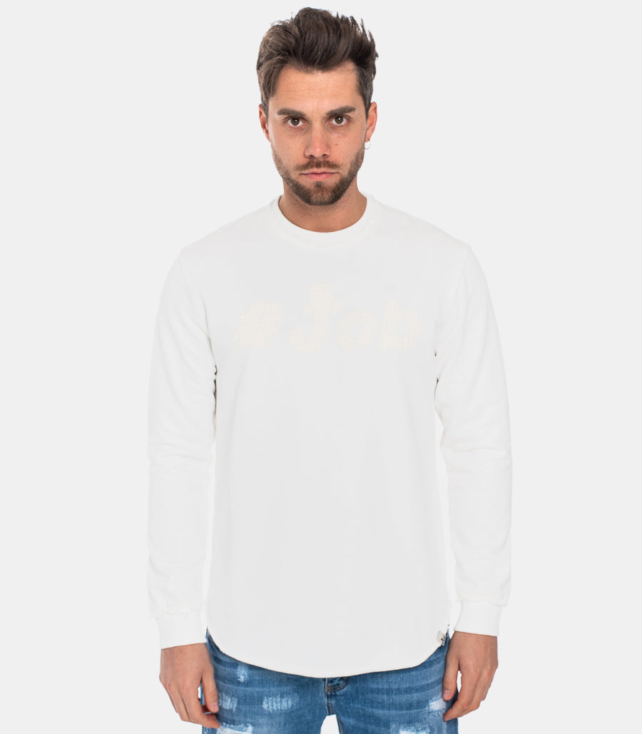 Men's white embroidered logo sweatshirt bianco man  - 1