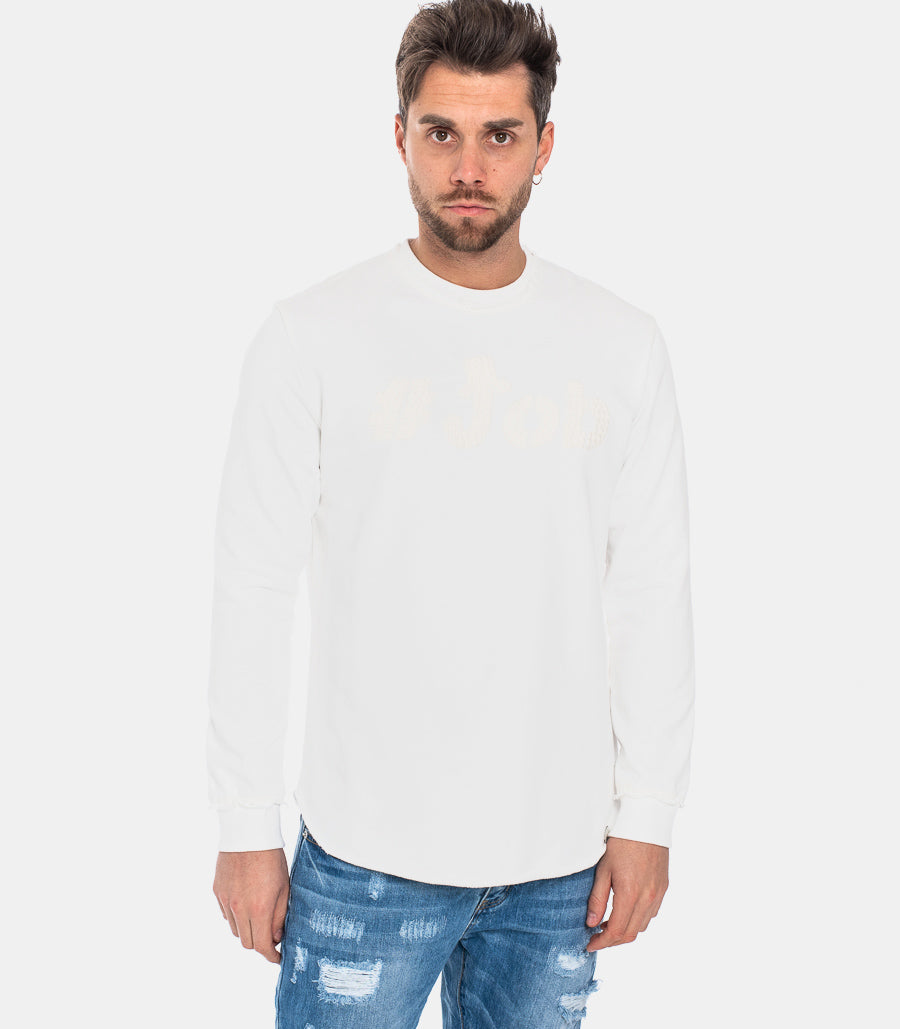 Men's white embroidered logo sweatshirt bianco man  - 2