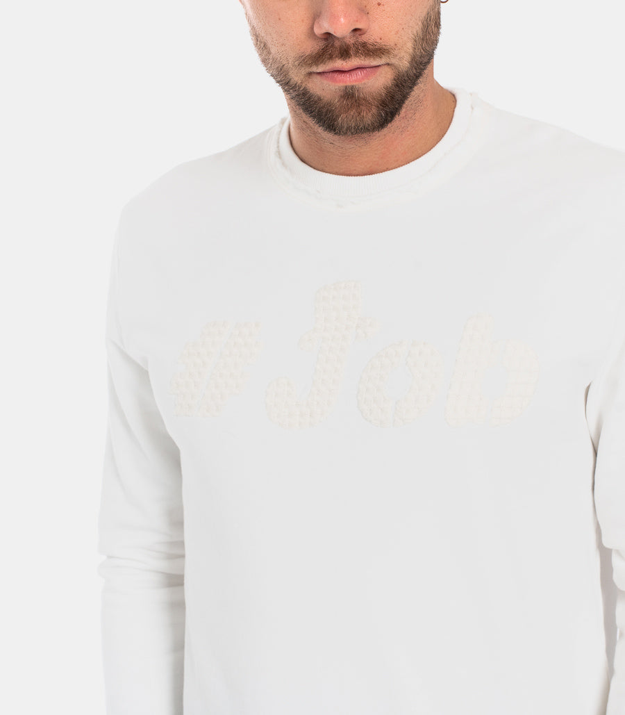 Men's white embroidered logo sweatshirt bianco man  - 3
