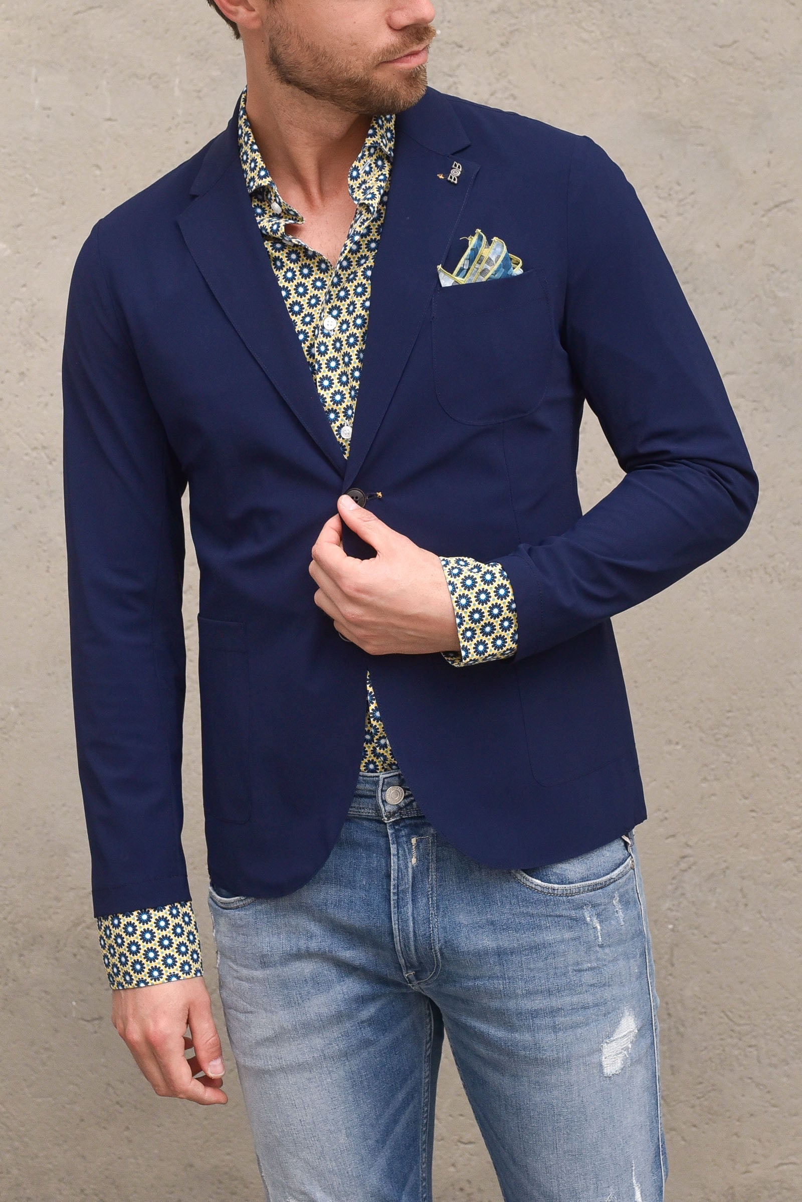 Men's technical fabric jacket with  pochette  navy man  - 1