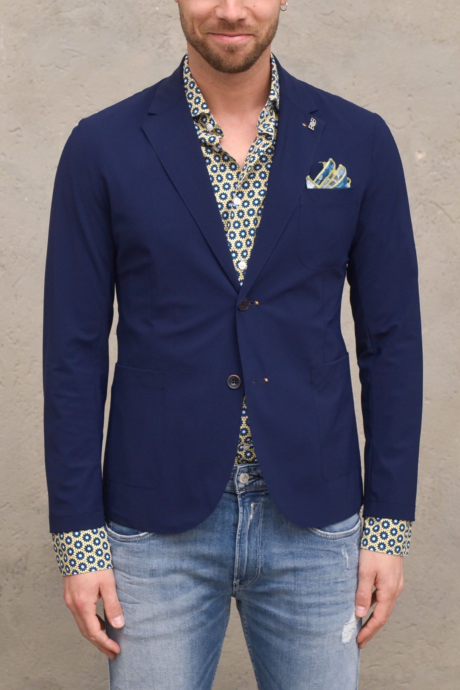 Men's technical fabric jacket with  pochette  navy man  - 3