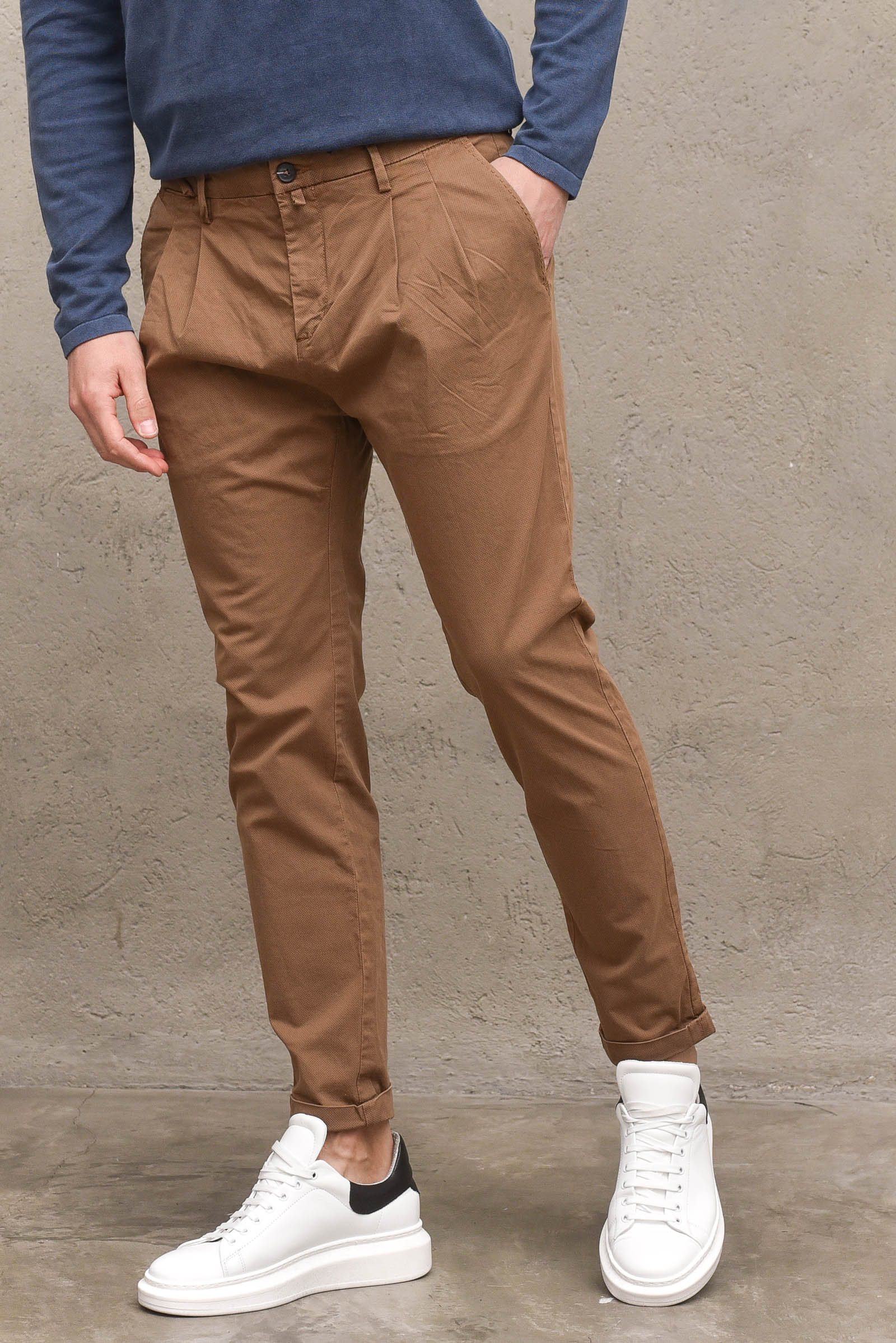 Tobacco micro-worked chino trousers  tabacco man  - 1