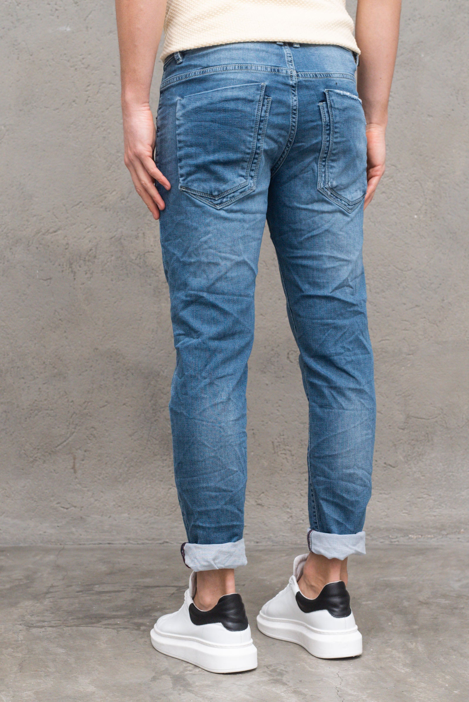 Jeans  kevin skinny con strappi blu  jeans uomo  - 5