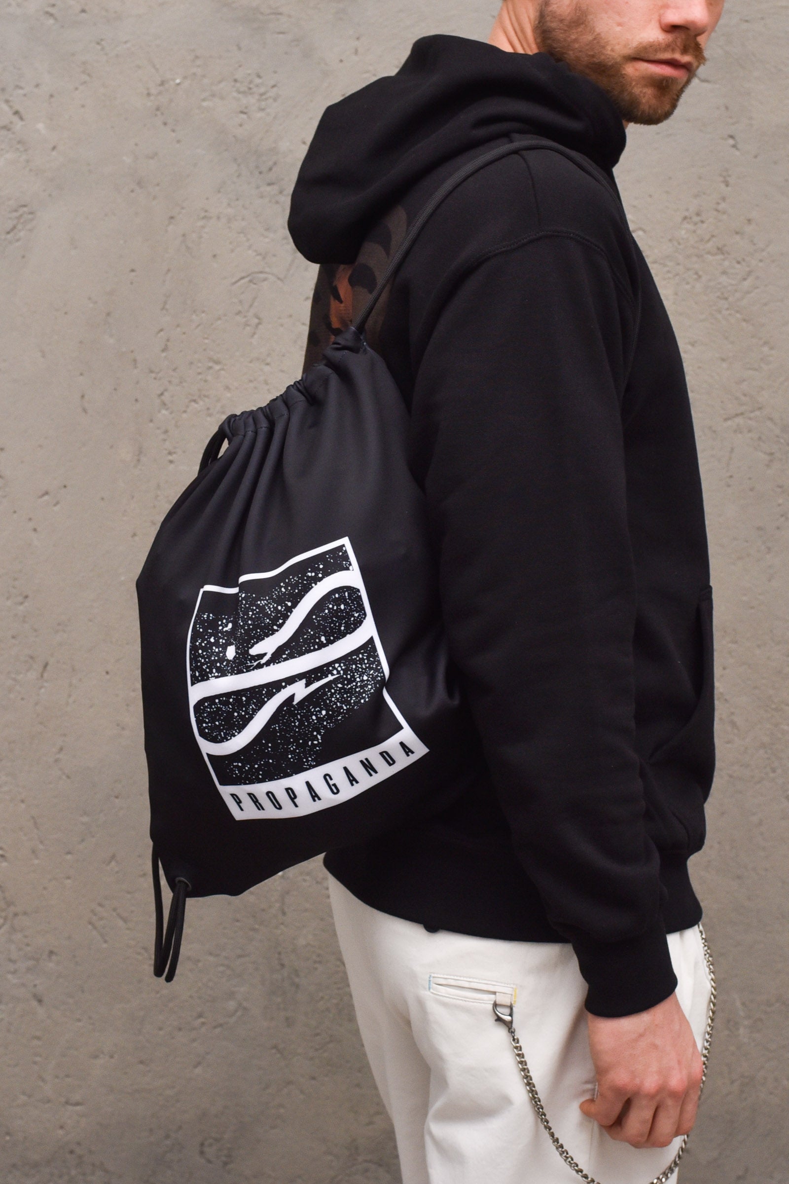 Men's backpack bag with black logo print  nero man  - 3