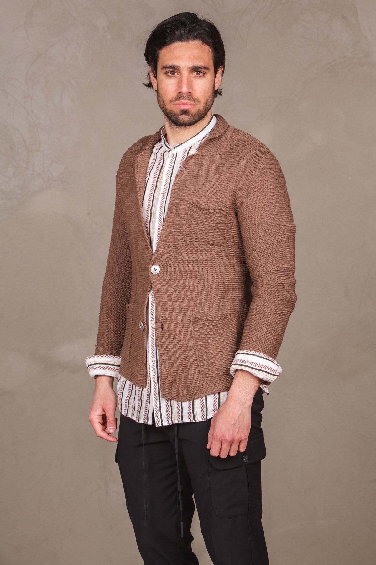 Links knitted jacket -  tabacco man  - 2