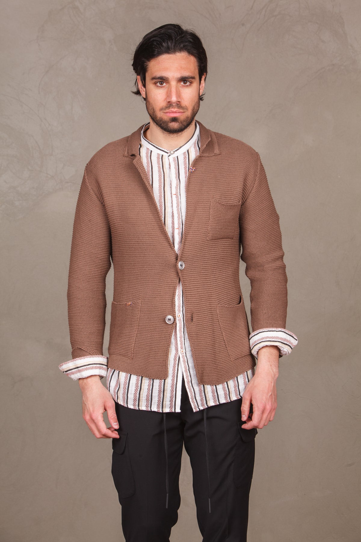 Links knitted jacket -  tabacco man  - 1